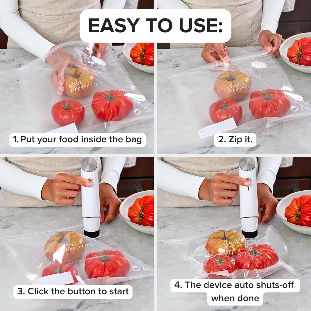 Best Vacuum Sealer Machine with 20 Bags - Food Saver for Meal Prep, Sous Vide & Long-Term Storage | Compact Kitchen Appliance for Freshness Preservation