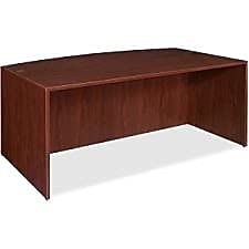 Lorell Essentials Bowfront Desk Shell - Modern Home Office Desk with Curved Front for Small Spaces, Study & Work from Home