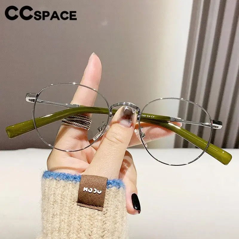 CCspace Unisex Full Rim Oval Alloy Acetate Eyeglasses 57243 - Lightweight & Durable Frame for Men & Women - Perfect for Reading, Work, and Everyday Wear