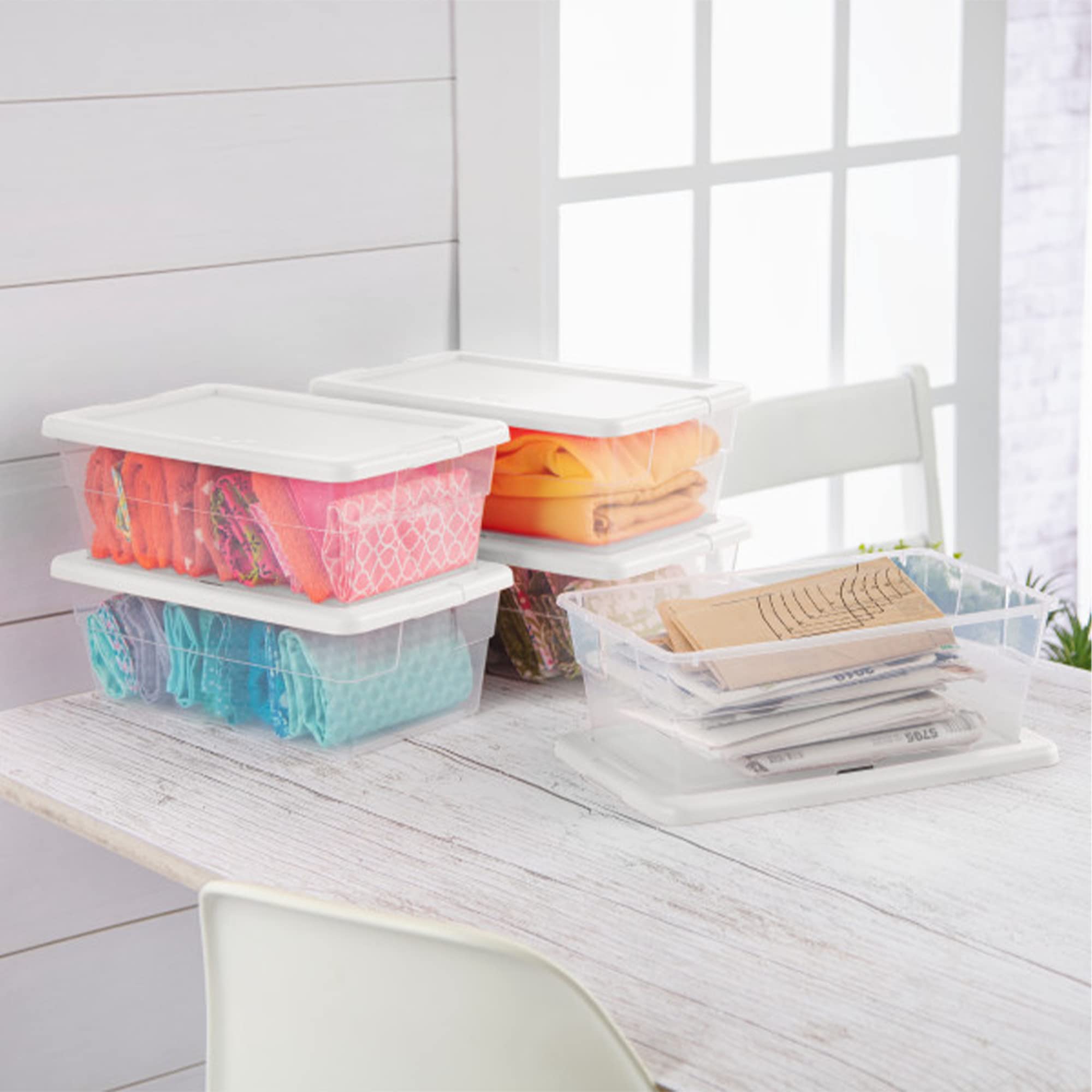 Sterilite 6 Quart Clear Plastic Storage Bins with Snap-Close Lids - 72 Pack Stackable Organizing Containers for Home, Office & Classroom - Perfect for Pantry Organization, Toy Storage & School Supplies