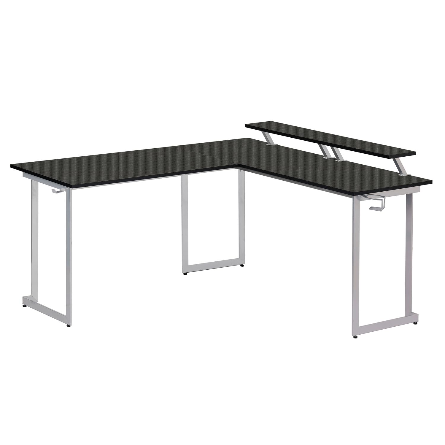 Warrior L-Shaped Gaming Desk - Black MDF Top & Steel Frame for Home Office