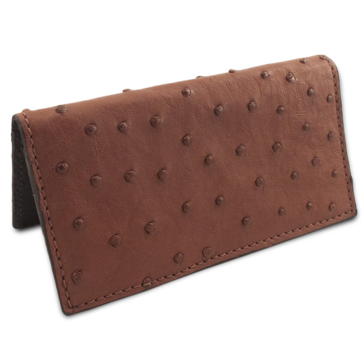 Genuine Ostrich Skin Leather Checkbook Cover - Premium Handmade Wallet for Checks & Cash - Perfect for Business Professionals & Luxury Gift Giving