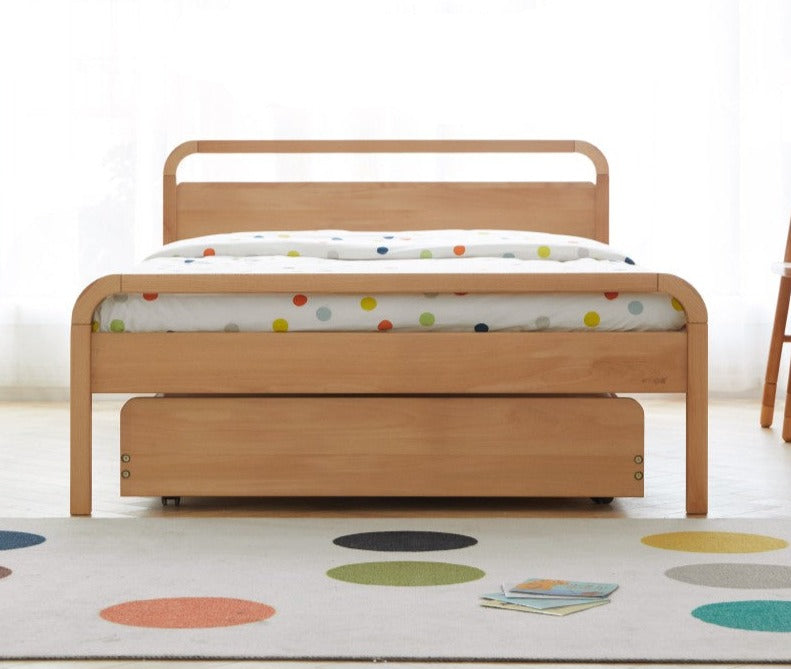 Solid Beech Wood Space-Saving Bunk Bed with Guardrails - Sturdy Twin Over Twin Loft Bed for Kids & Teens - Perfect for Small Bedrooms, Guest Rooms & Dormitories