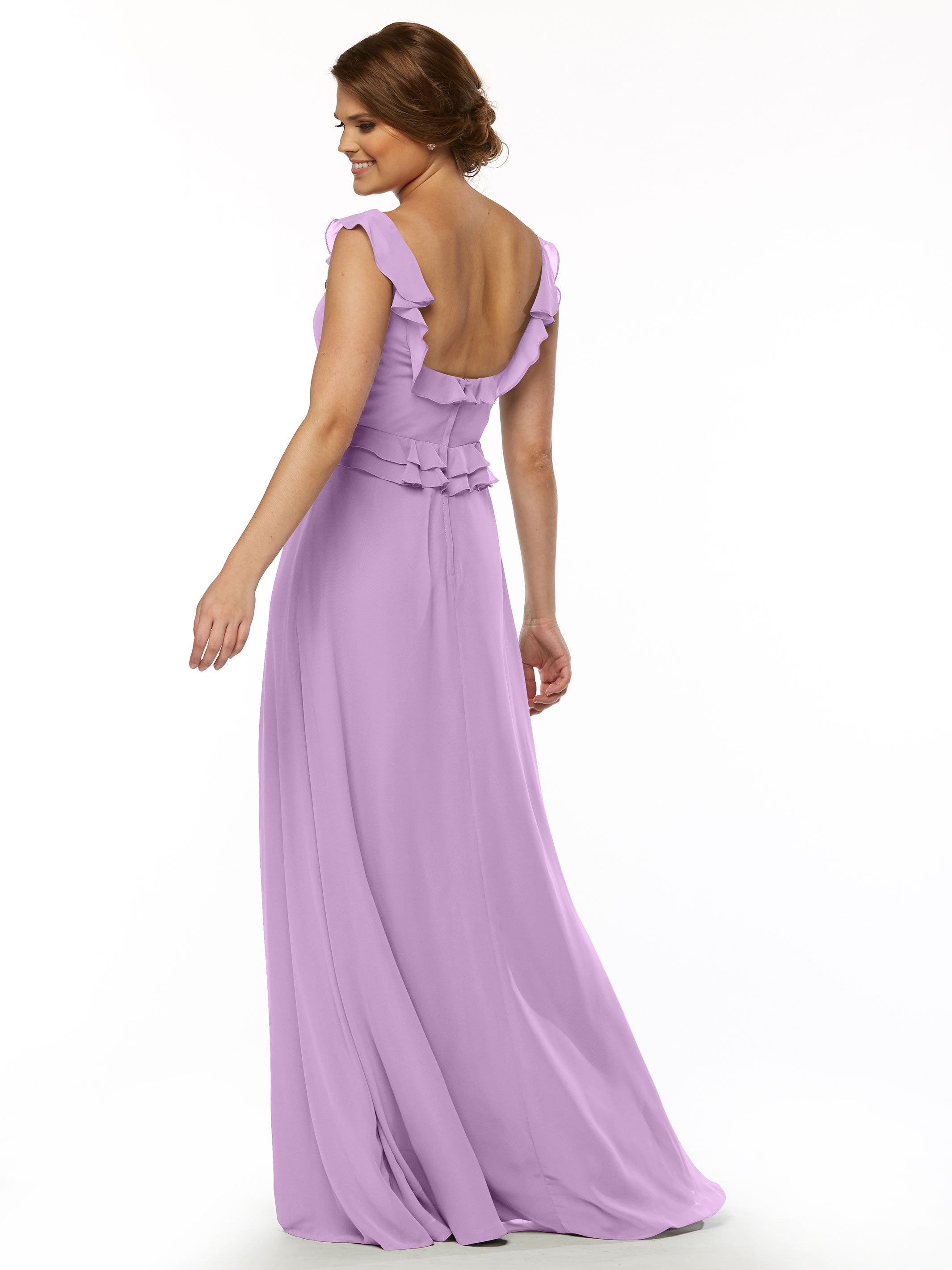 Elegant Off-the-Shoulder Chiffon Bridesmaid Dress with Ruffled Bodice - A-Line Flowy Wedding Party Gown for Formal Events, Prom & Special Occasions
