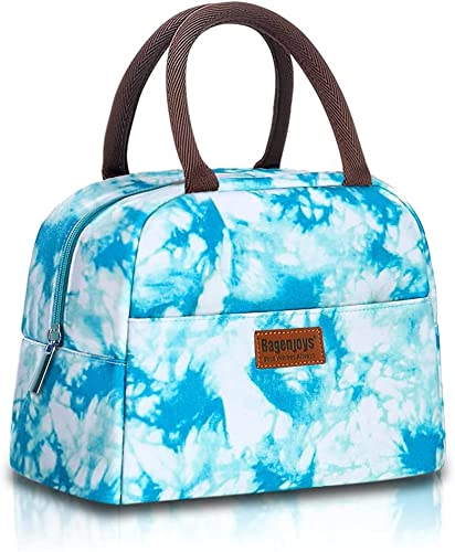 Insulated Lunch Box for Women - Leakproof Reusable Cooler Bag with Adjustable Strap, Perfect for Work, School & Beach (Sky Blue Tie Dye) | BPA-Free Food Container for Picnics & Outdoor Activities