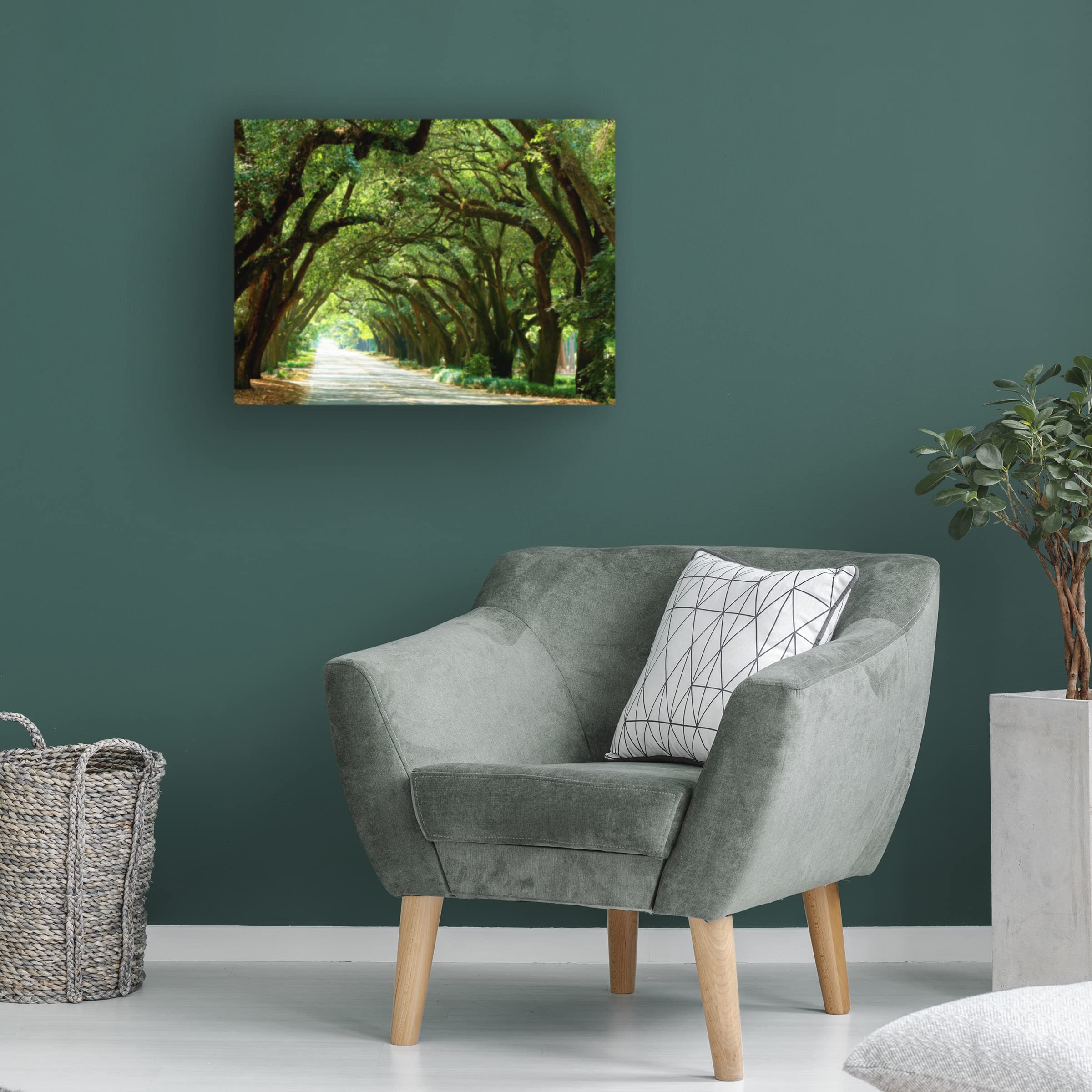 James McLoughlin 'Canopy Road I' Canvas Wall Art Print - 14x19 Inches - Modern Landscape Painting for Living Room, Bedroom & Office Decor
