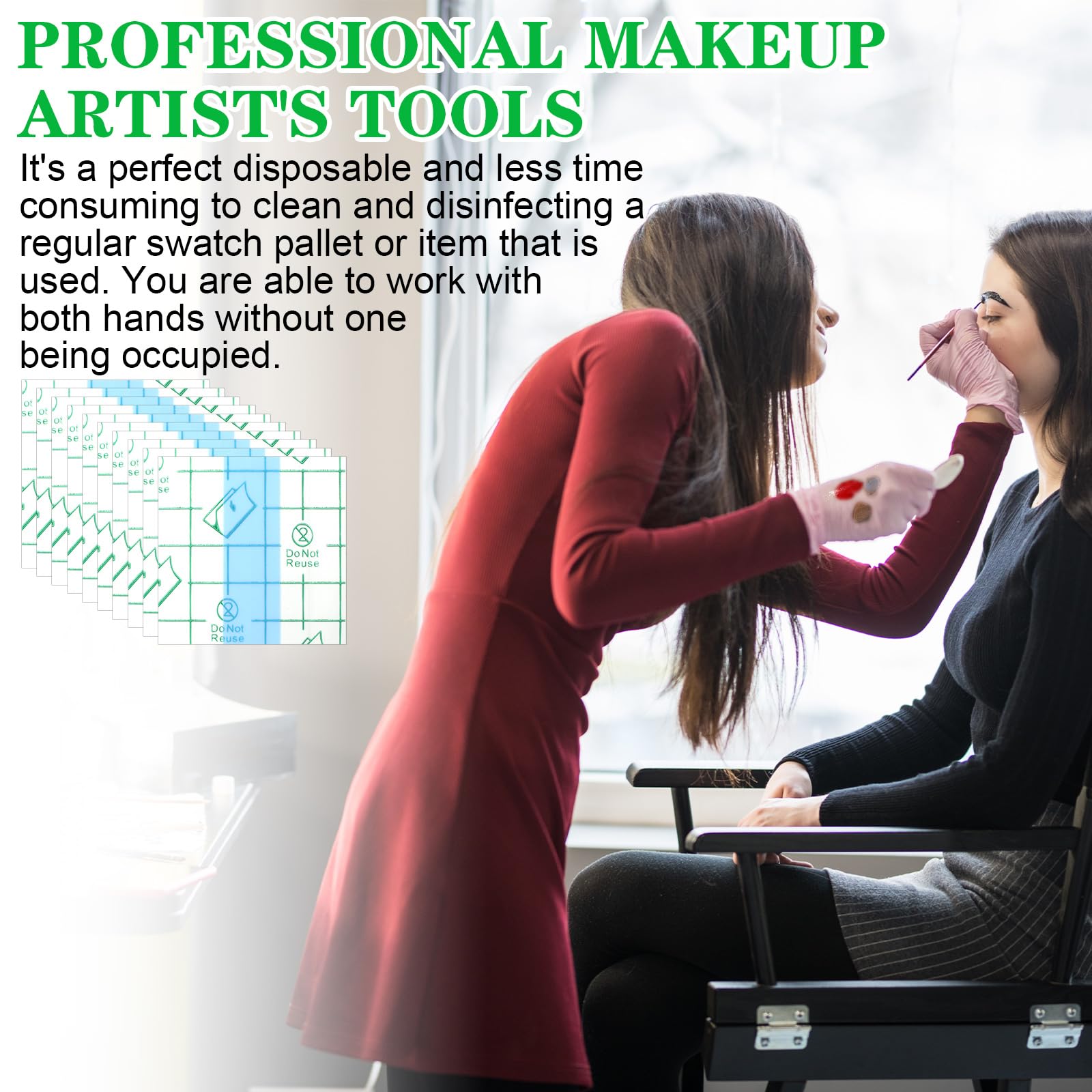 100 Pieces Disposable Makeup Mixing Palette - Single Use Professional Foundation Mixing Tray for Artists | Waterproof Adhesive Cosmetic Palette | Perfect for Makeup Artists, Salon Professionals & DIY Beauty Enthusiasts | Great for Foundation Blending, Contouring & Special FX Makeup Application