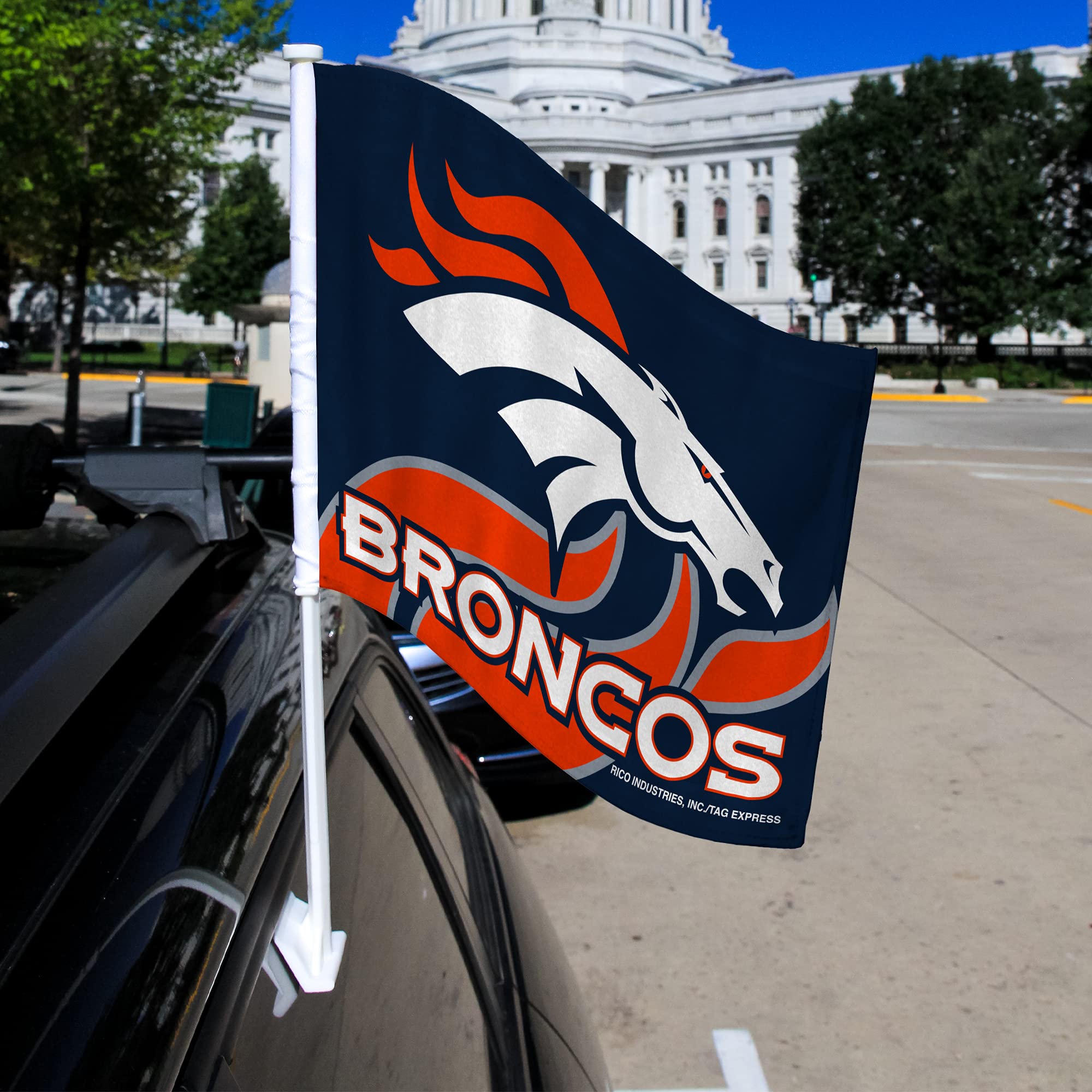 NFL Car Flag Double Sided - Officially Licensed Team Logo - Durable Polyester Car Accessory for Game Day Tailgating & Road Trips