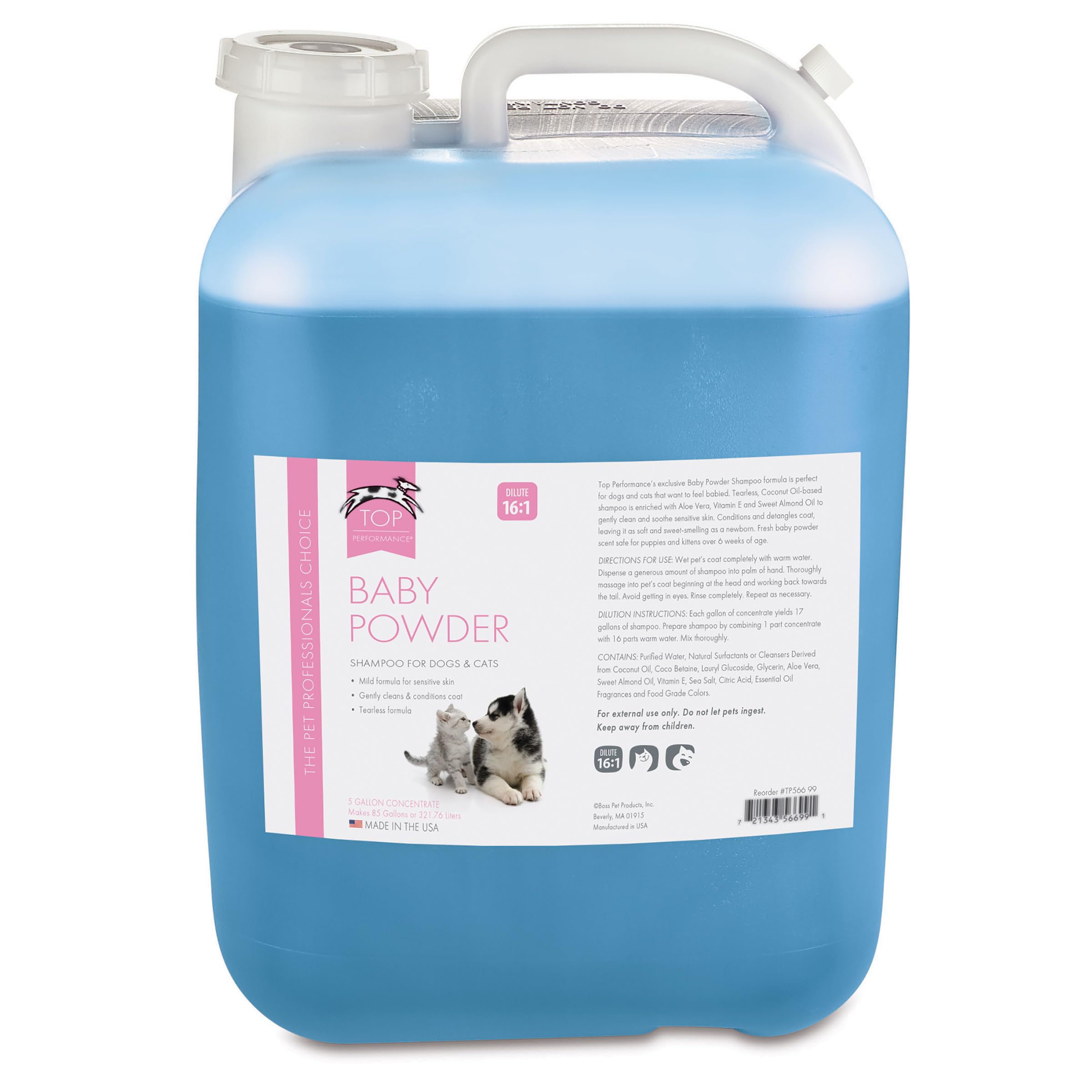 Best Organic Baby Powder Scented Pet Shampoo for Dogs & Cats - 5 Gallon Bulk Size - Gentle Hypoallergenic Formula for Bathing, Grooming & Odor Control
