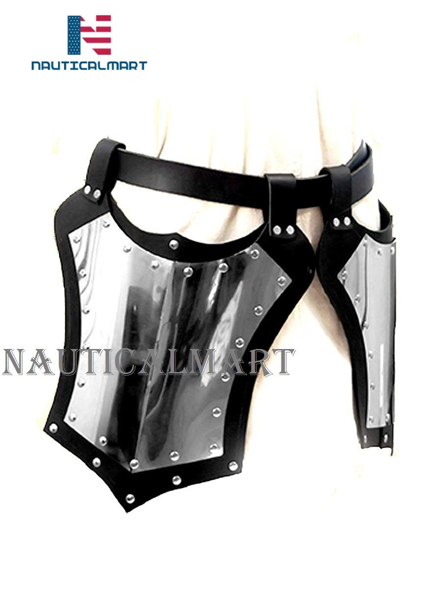 NauticalMart Medieval Leather & Steel War Tassets - Authentic LARP Armor Belt for Renaissance Fairs, Cosplay & Historical Reenactments