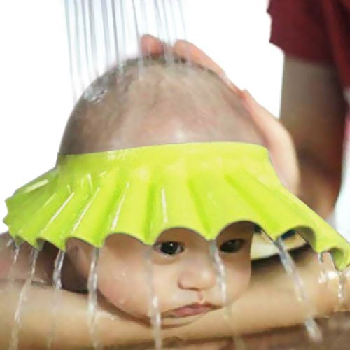 Futaba Adjustable Baby Shampoo Cap for Bath Time - Soft Silicone Wash Hat with Massage Bumps, Yellow (Ideal for Newborns & Toddlers) - Perfect for Gentle Hair Washing During Baby Showers or Daily Baths
