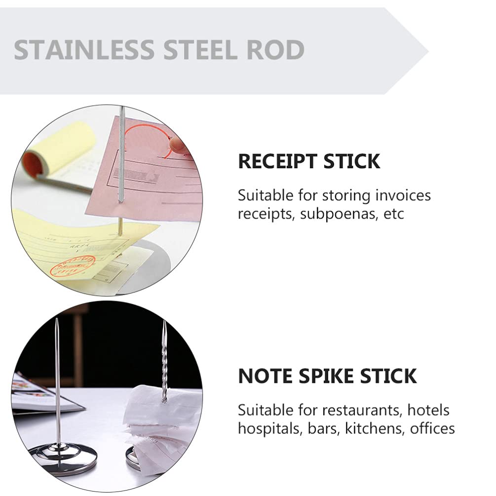 Hemoton Stainless Steel Menu & Receipt Holder - 1PC Single Nail Spike for Notes, Memos, Invoices - Office Desk Organizer for Restaurants, Retail Stores & Home Use