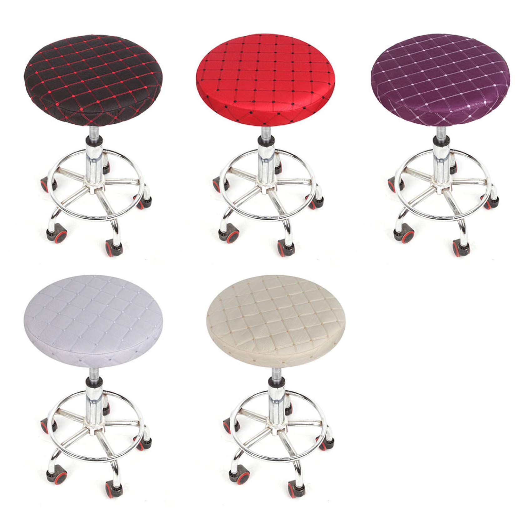 KKONION Stretch Removable Round Chair Cover - Spandex Elastic Bar Stool Slipcover - Universal Dustproof Seat Cushion Cover for Dining, Kitchen, Office & Patio Furniture Protection