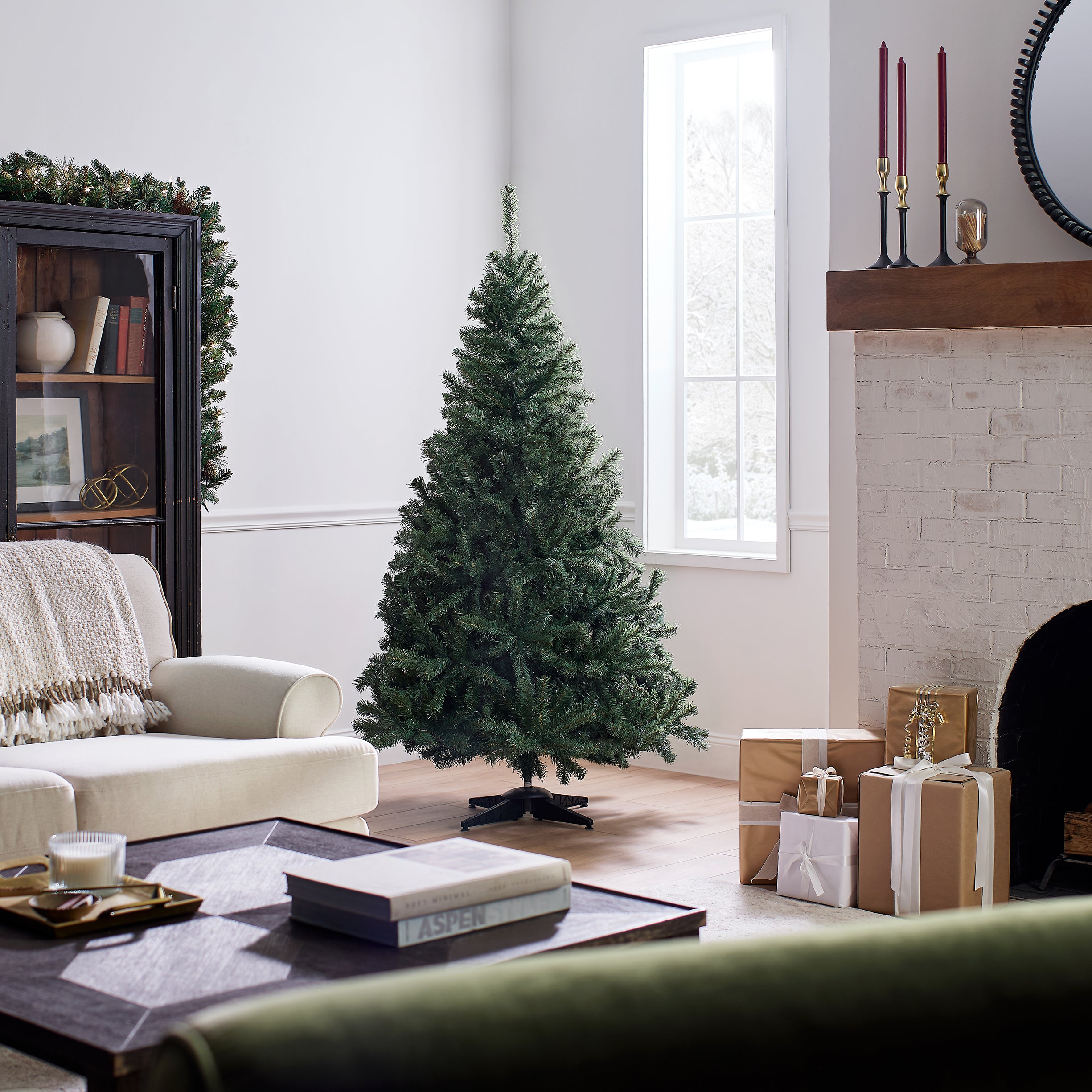 6 ft. Kincaid Spruce Artificial Christmas Tree - Premium Realistic Holiday Decor for Home, Office & Party | Flocked Snow Tips & Sturdy Metal Stand