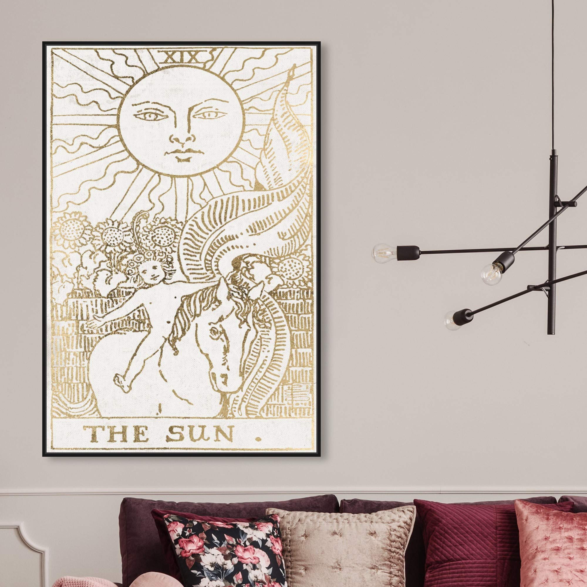 The Sun Tarot Luxe Framed Wall Art Canvas Print - 30x45 Inch Astronomy & Space Zodiac Home Decor by Oliver Gal Artist Co. | Perfect for Living Room, Bedroom & Office Wall Decor