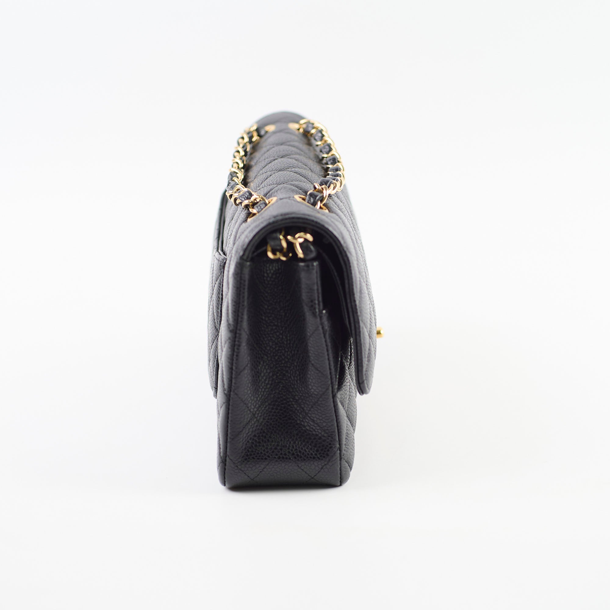 Chanel Medium/Large Caviar Double Classic Flap Black Handbag - Luxury Designer Shoulder Bag for Women | Perfect for Work, Evening Events & Special Occasions