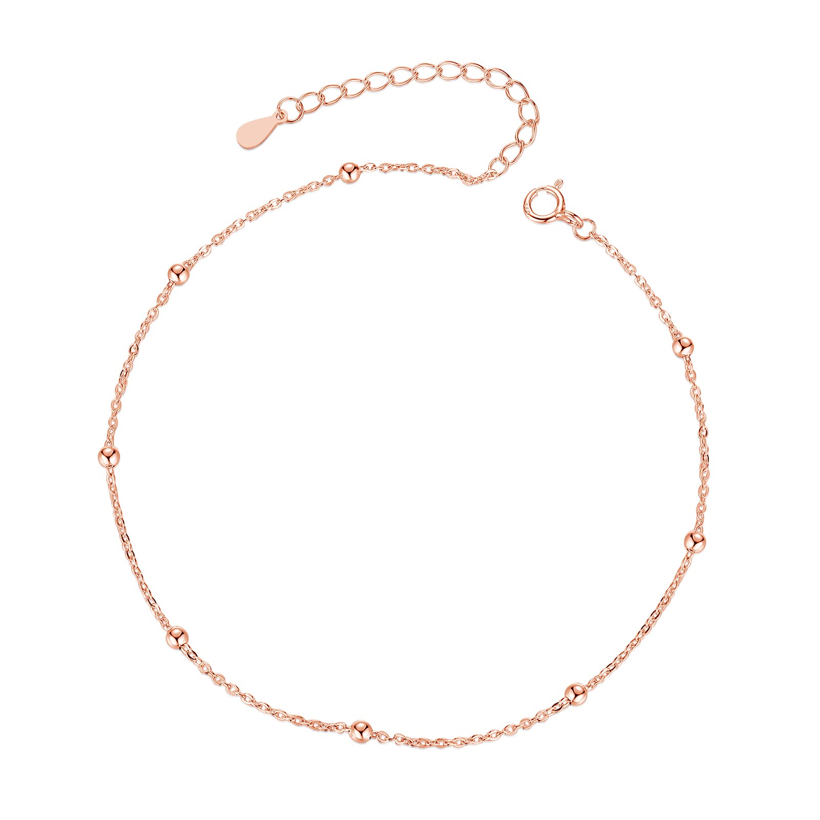 925 Sterling Silver Adjustable Ankle Bracelets for Women & Girls - Beaded, Heart & Star Chain Anklet Jewelry Set for Beach, Party & Everyday Wear