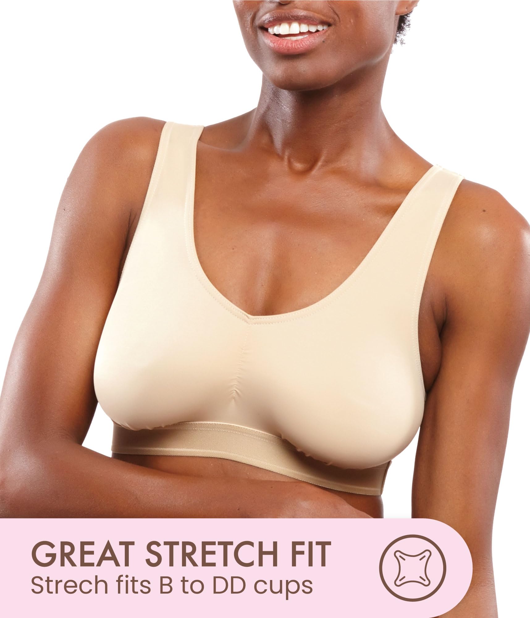 Carole Martin Wireless Comfort Sleep Bra for Women - Soft Slip-On Bralette for Lounge, Yoga & Nightwear - Breathable Support for Relaxation & Sleep