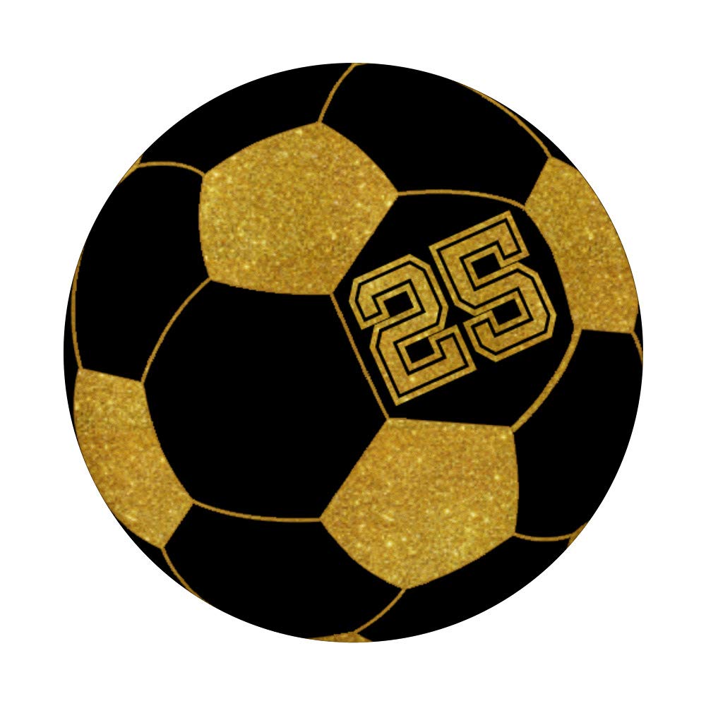 Golden Soccer Ball Player #25 Jersey No 25 Football Gift PopSockets PopGrip - Swappable Grip for Phones & Tablets - Perfect for Sports Fans & Mobile Enthusiasts