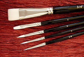 Jack Richeson Set of 5 Professional Nylon Watercolor Brushes with Short Black Handles - Perfect for Artists, Beginners & Watercolor Painting Techniques
