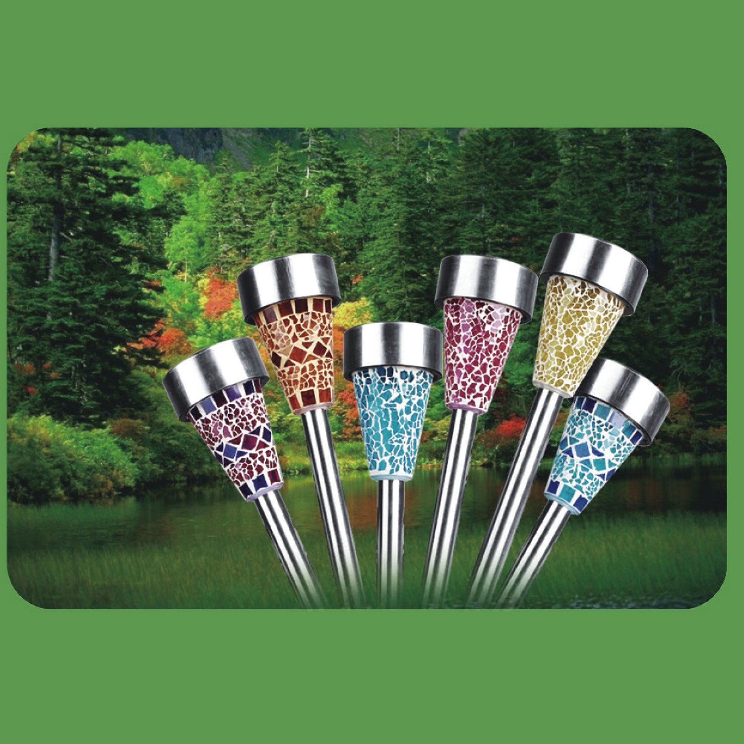 Solar Powered Stainless Steel Mosaic LED Garden Lights - 18 Outdoor Landscape Path Lights (3 Pack) - Perfect for Walkways, Patios, Lawns & Backyard Decor
