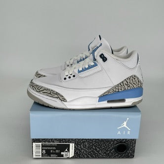 AIR JORDAN 3 UNC Men's Basketball Shoes Size 8 - Authentic CT8532-104 Blue White Sneakers for Casual Wear & Sports Performance