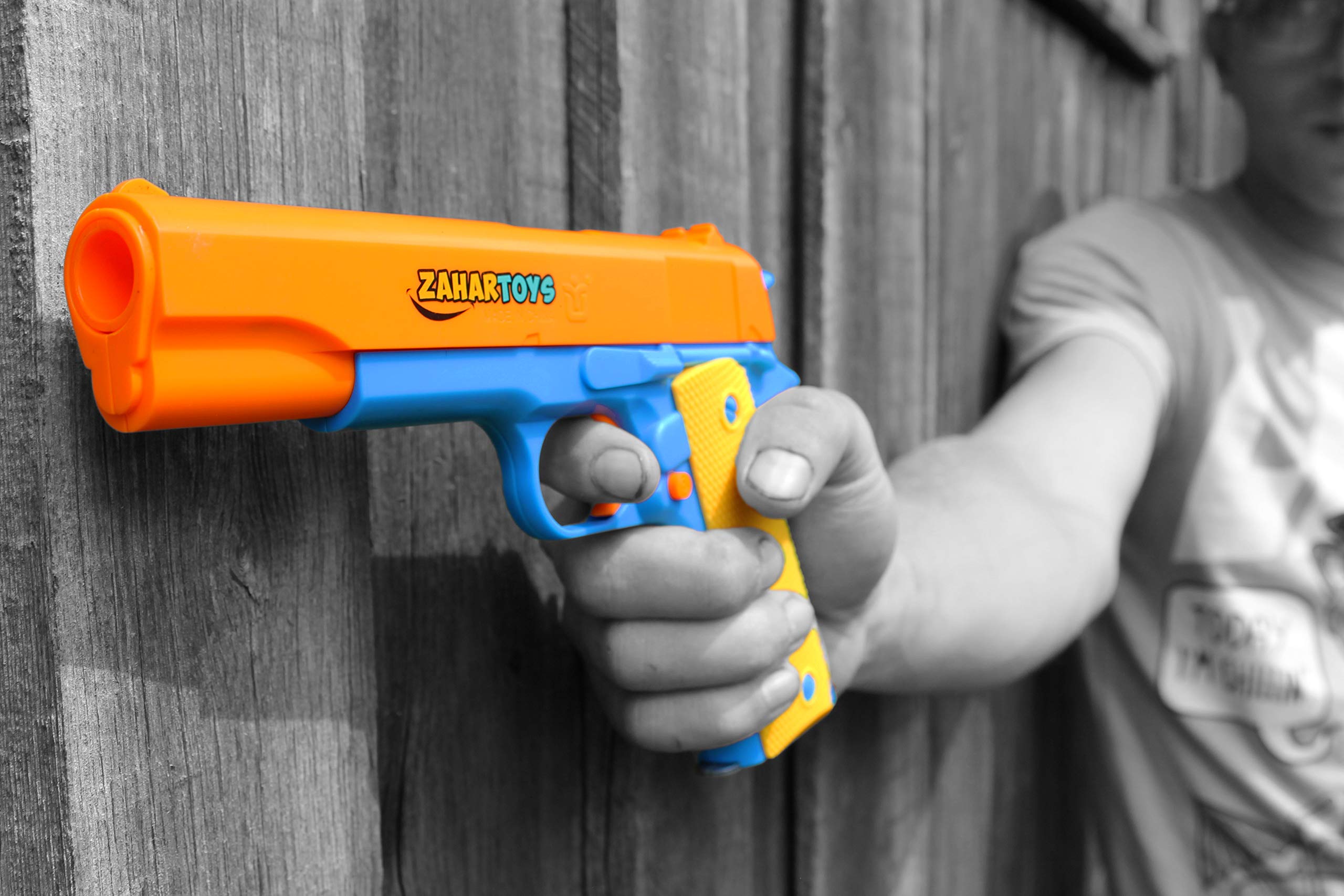 Colt 1911 Toy Gun for Kids - Realistic Foam Bullet Blaster with Ejecting Magazine & Slide Action | Orange Safety Barrel for Training, Target Practice & Outdoor Play | Perfect for Nerf Battles, Backyard Games & Pretend Play