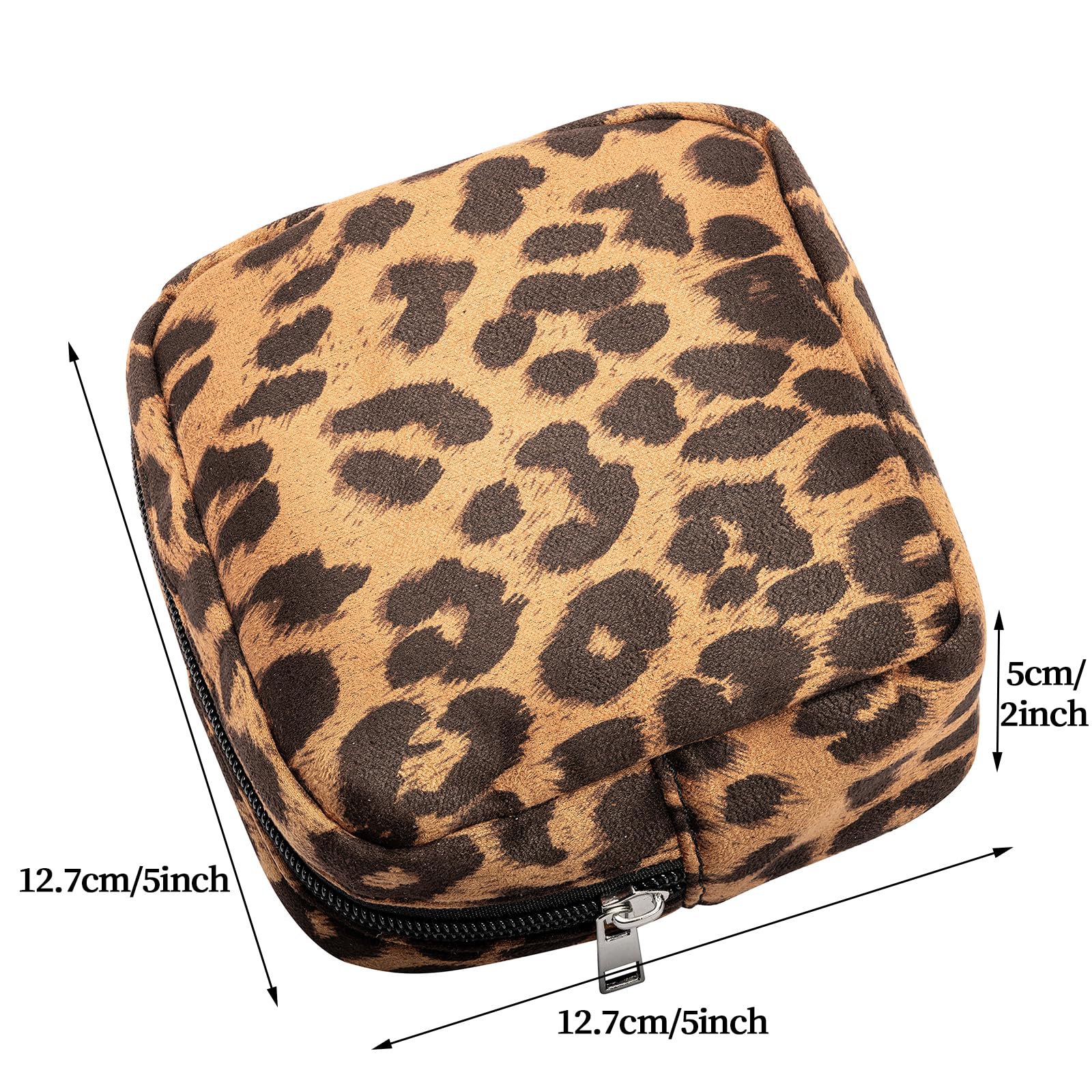 Leopard Print Makeup Bag with Zipper - Soft Travel Cosmetic Case & Toiletry Organizer for Women, Portable Makeup Pouch for Essentials - Perfect for Travel, Gym, and Daily Use (Brown)