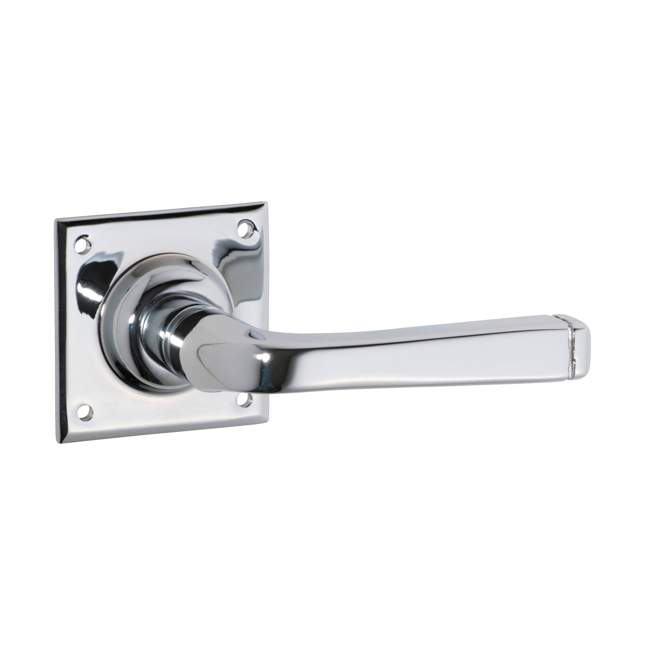 0686 Square Rose Chrome Plated Door Lever Set - H60xW60xP70mm - Modern Door Handles for Home, Office & Commercial Use