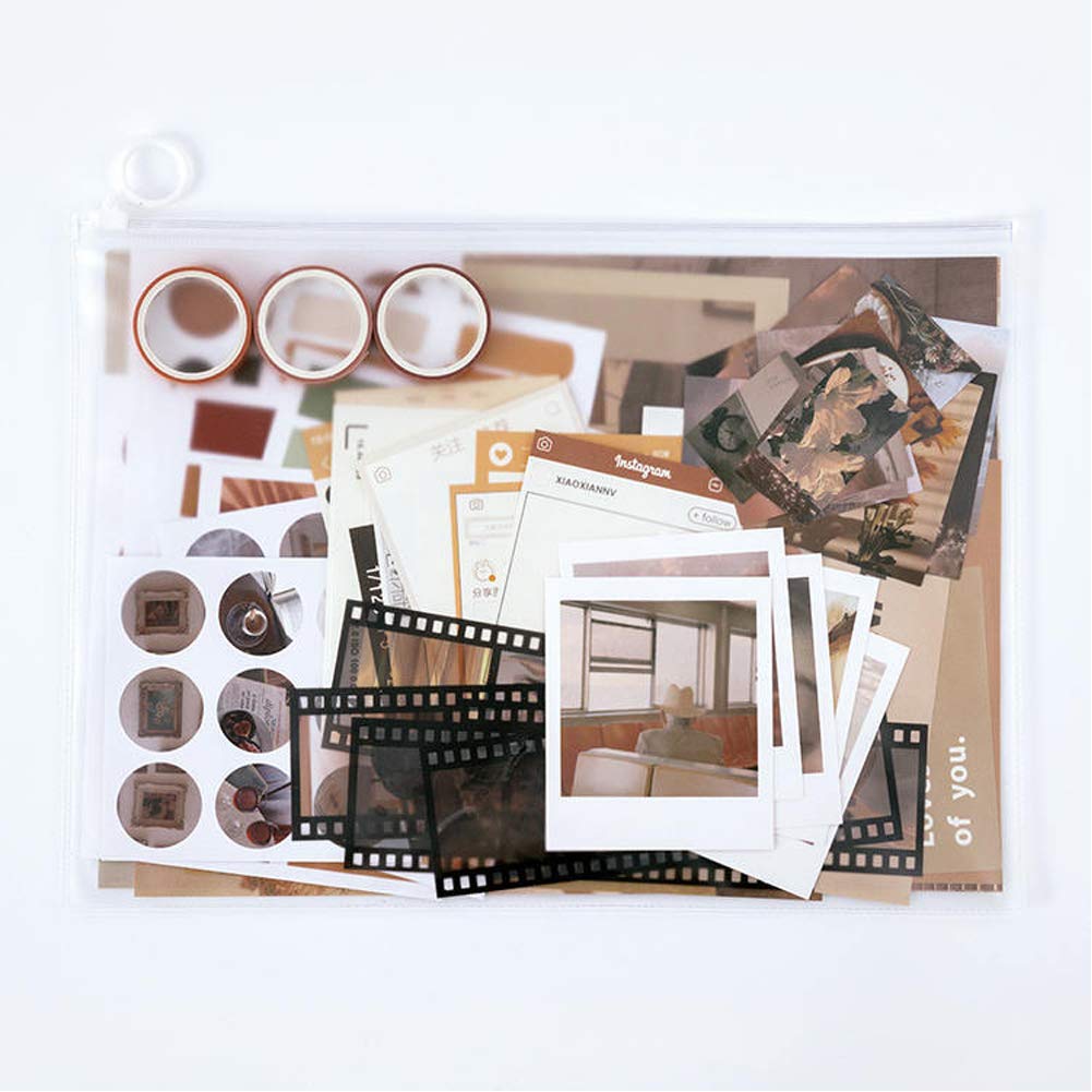 ZDOLAKIDS Kawaii Scrapbooking Sticker Set & Washi Tape - Evening Street Building Theme for DIY Journaling, Planner, Album, Handmade Cards | Perfect for Scrapbook Decoration, Art Projects & Stationery Lovers (Brown)