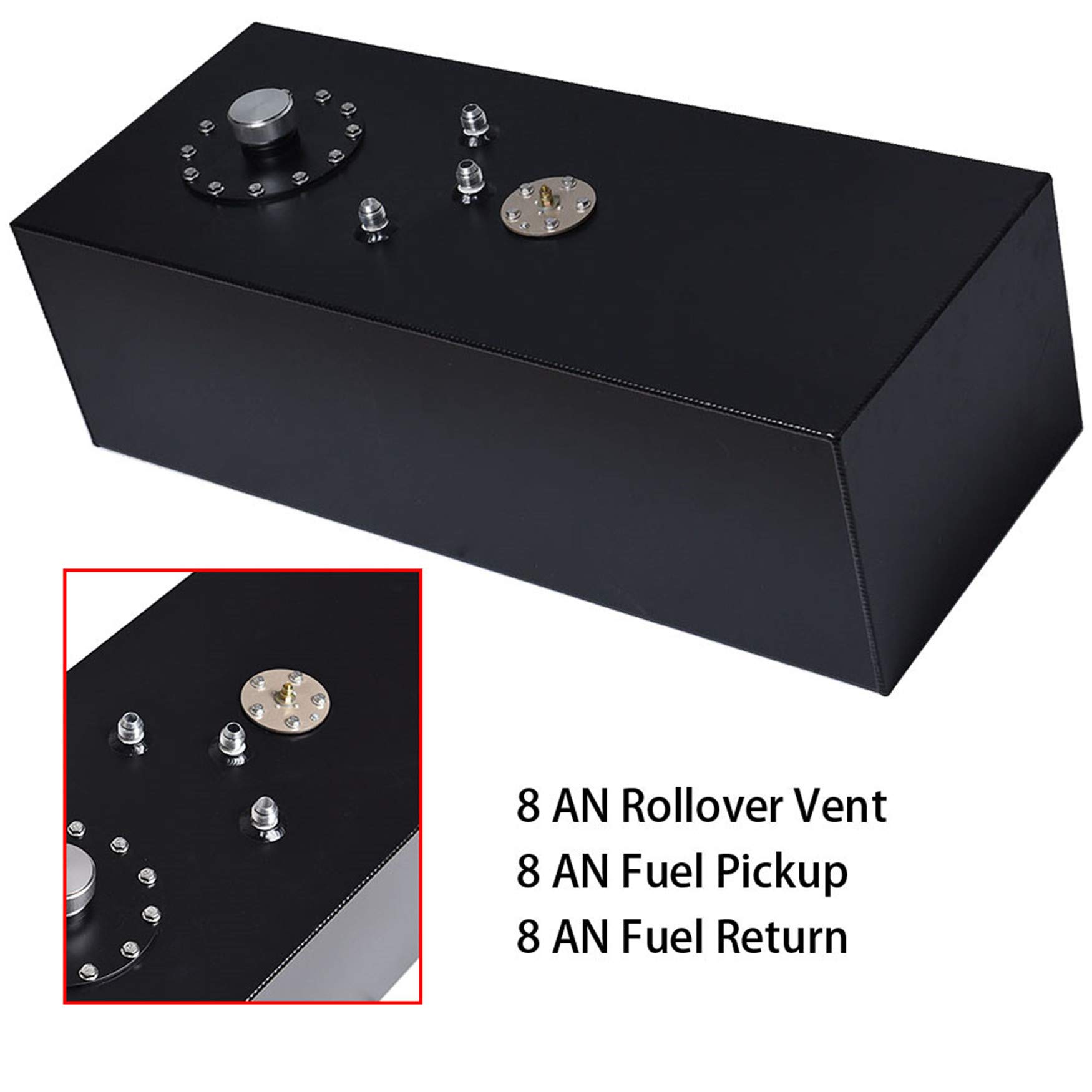15 Gallon/57L Black Aluminum Racing Fuel Cell with Level Sender - Top-Feed Design for Drift Cars, Hot Rods & Street Trucks | High-Performance Gas Tank for Motorsports & Custom Builds