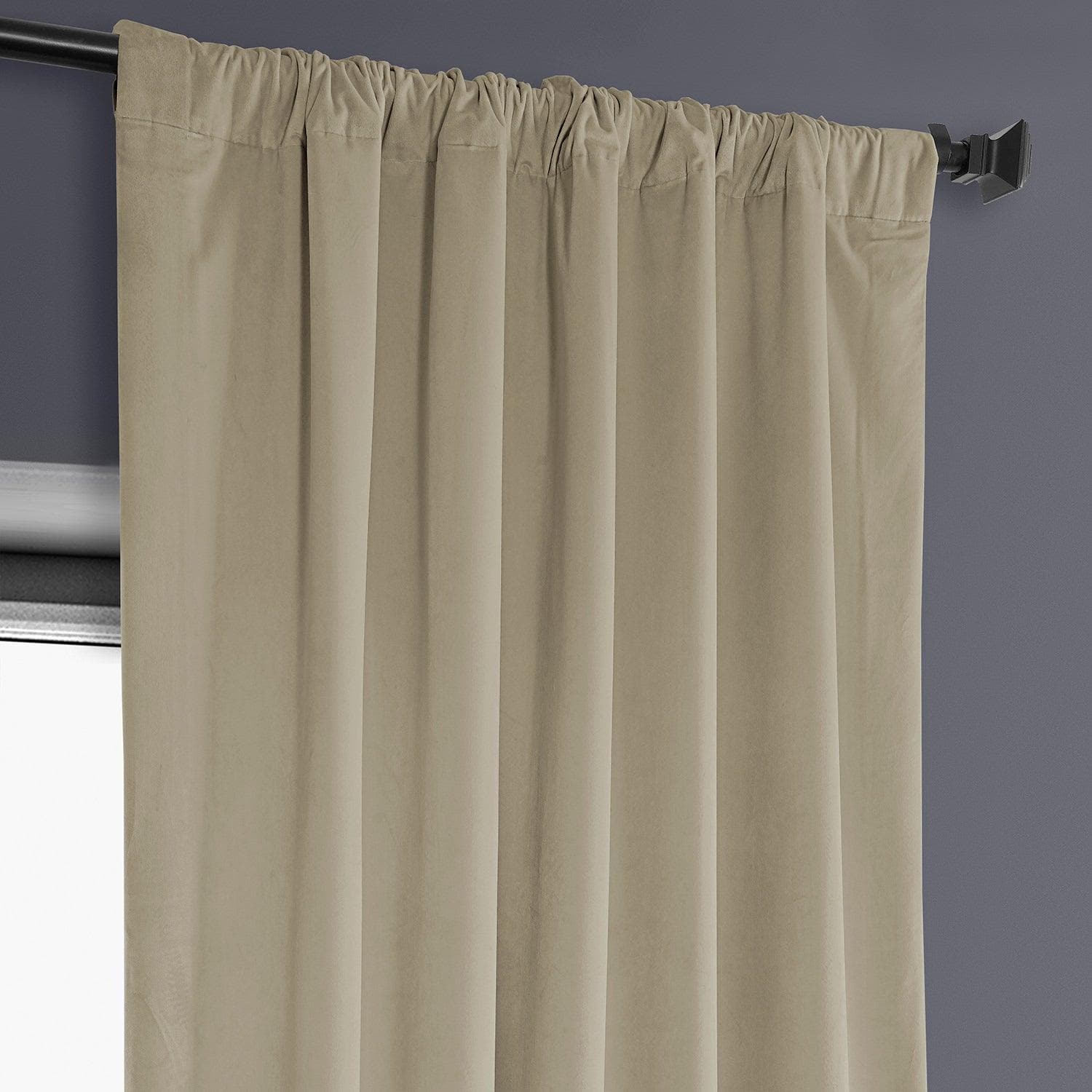 Light Beige Heritage Plush Velvet Blackout Curtains for Bedroom & Living Room - Soft Thermal Insulated Drapes for Light Blocking & Noise Reduction