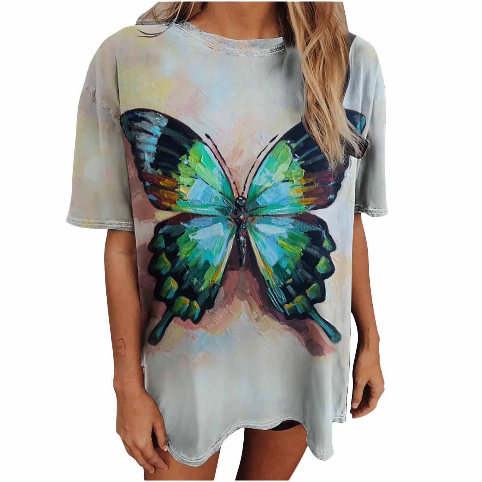 Trendy Women's Oversized Graphic Print Short Sleeve T-Shirt Tunic Top - Cute Boyfriend Style Tee for Casual Wear, Summer Outfits & Street Fashion