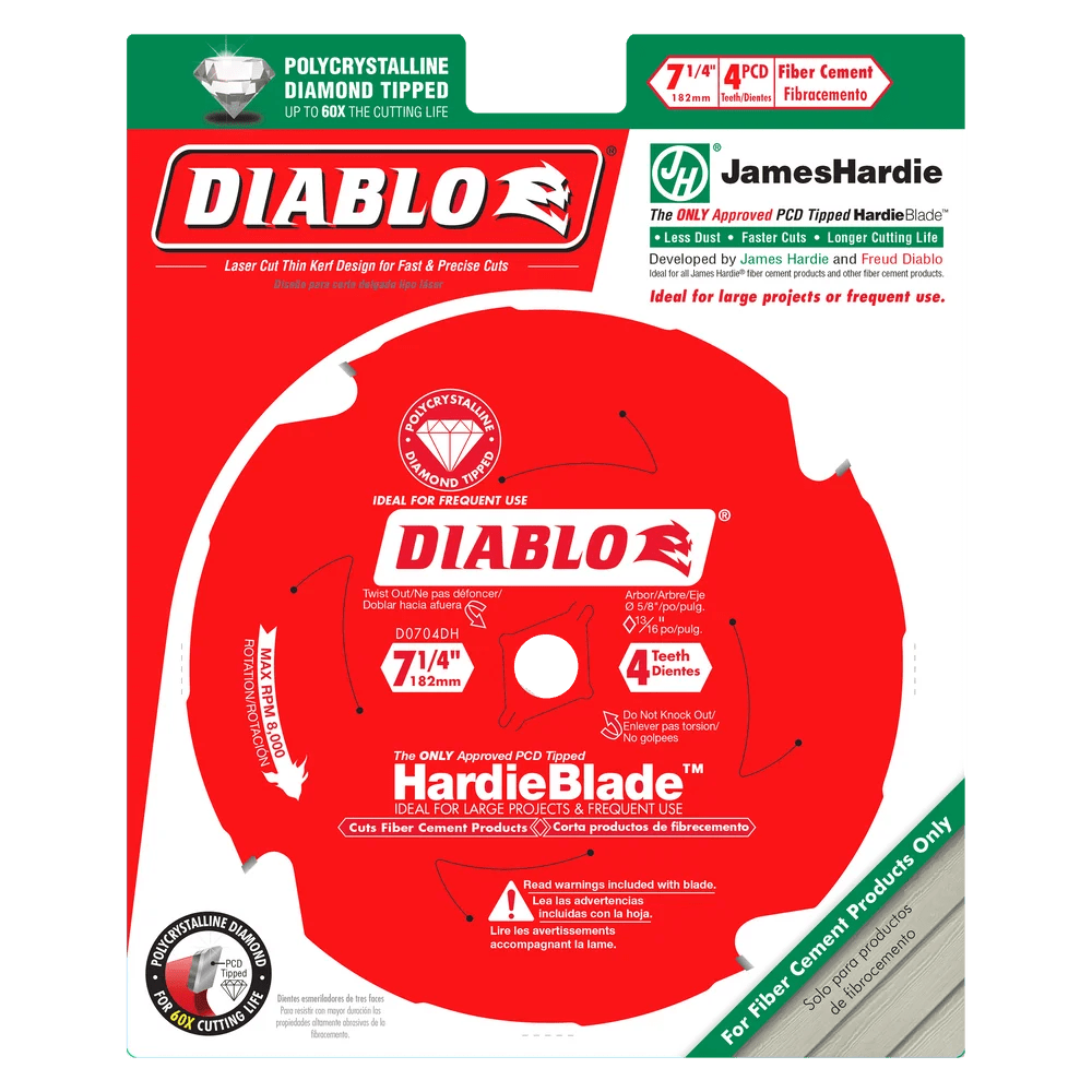 7 1/4 Inch x 4 Tooth Fiber Cement Saw Blade - 6 Pack for Cutting Fiber Cement Boards | Perfect for Roofing, Siding, and Construction Projects