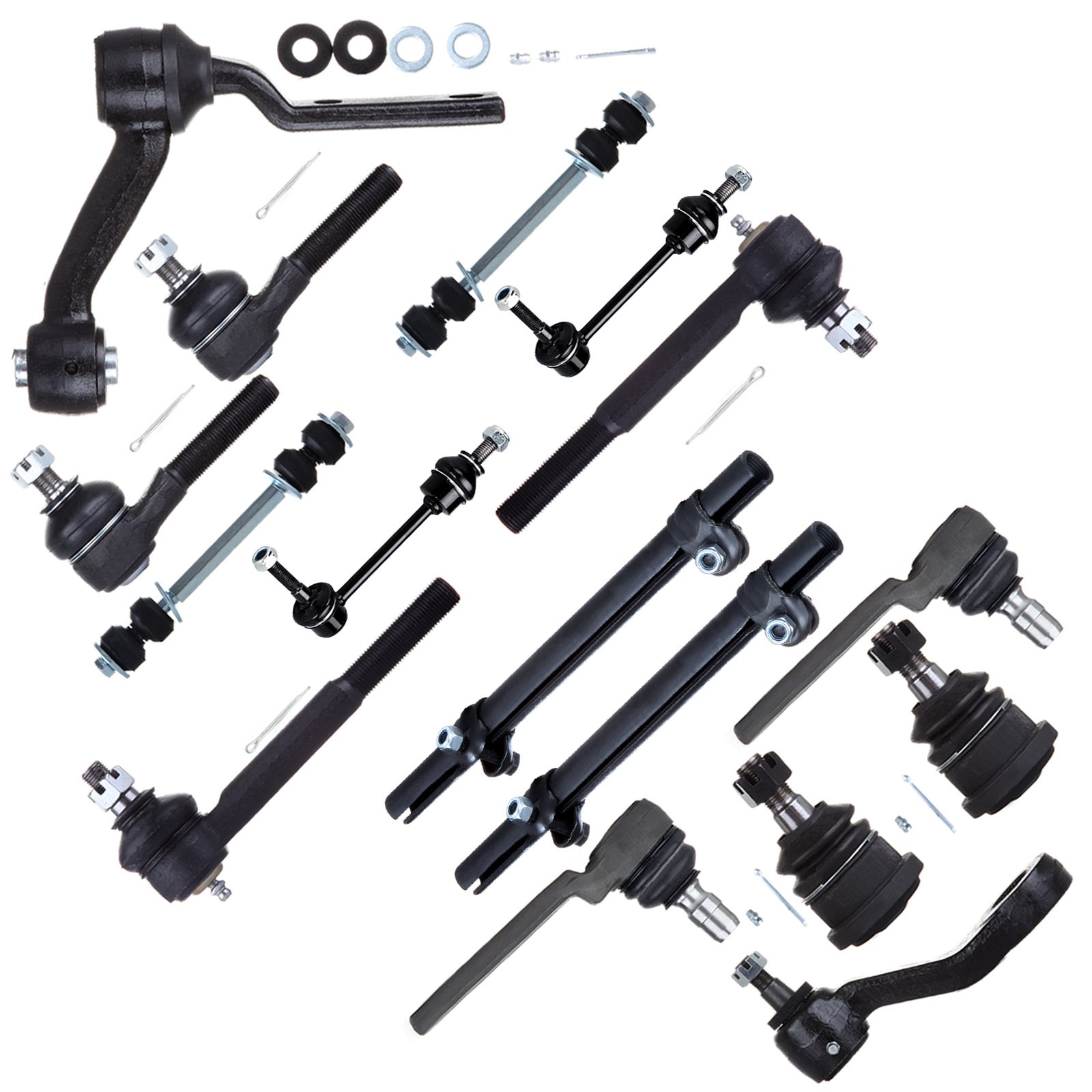 Ford Crown Victoria & Lincoln Town Car Suspension Kit - 16pcs Front Rear Sway Bar, Ball Joint, Pitman Arm, Idler Arm & Tie Rod End Adjusting Sleeves | Complete Steering & Suspension Repair Parts | Perfect for DIY Mechanics & Auto Shops