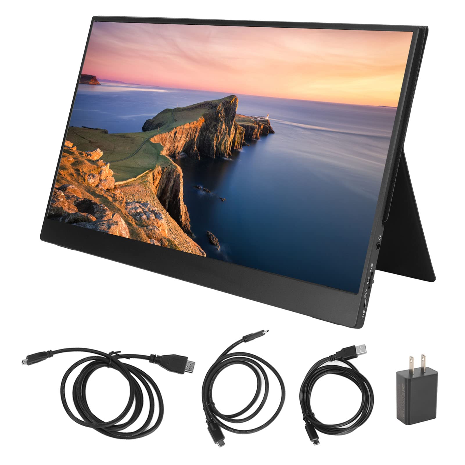 Focket 14-inch Ultra Slim Portable Monitor - FHD 1080P External Display with Built-in Speakers, Second Screen for Laptop, PC, Mac, Phone (US Plug) - Perfect for Work, Gaming & Travel