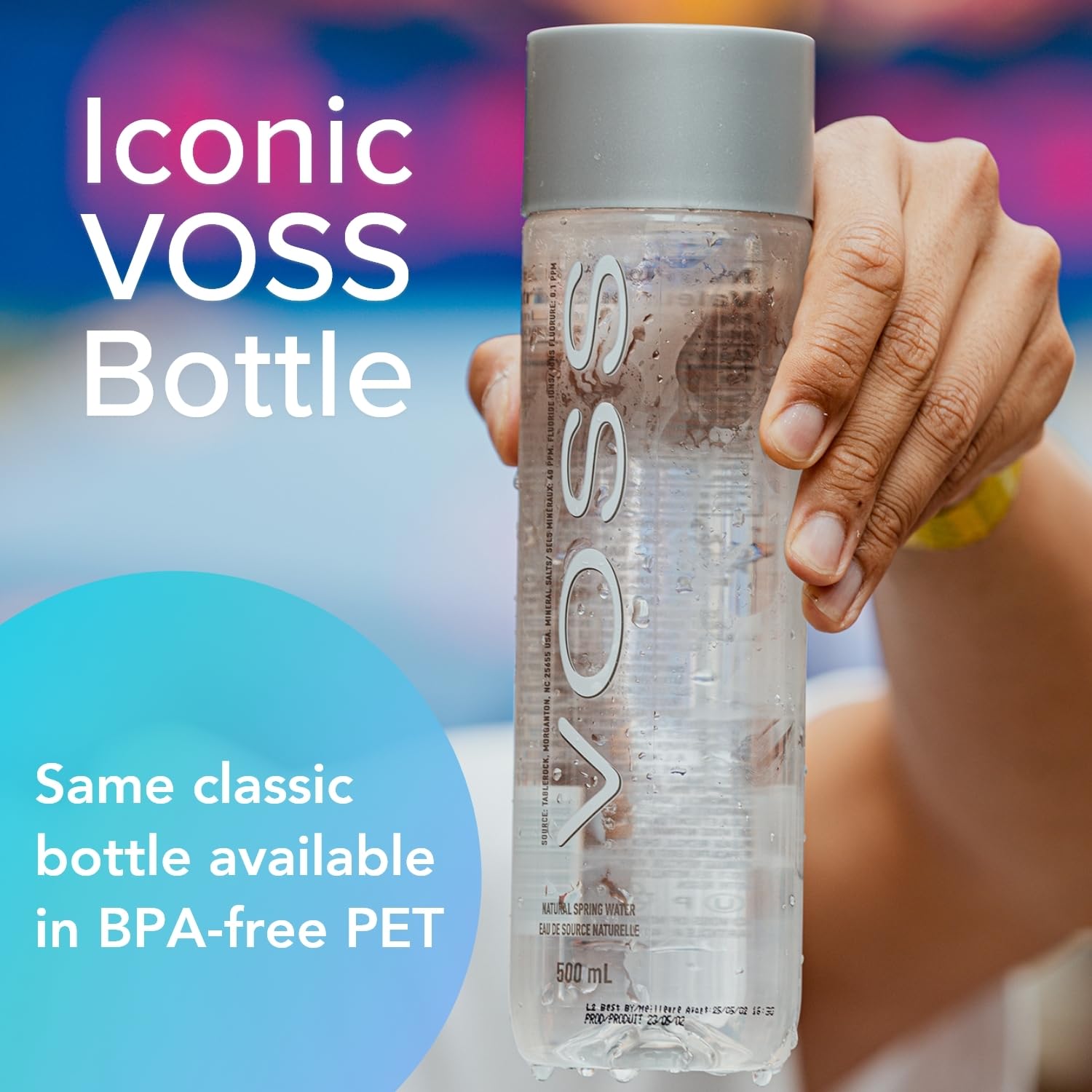 VOSS Premium Still Bottled Natural Water - BPA-Free, High Grade PET, Recyclable Plastic Bottles - Pure Drinking Water with Iconic Design - 24 Pack - Perfect for Home, Office, Gym & Outdoor Activities