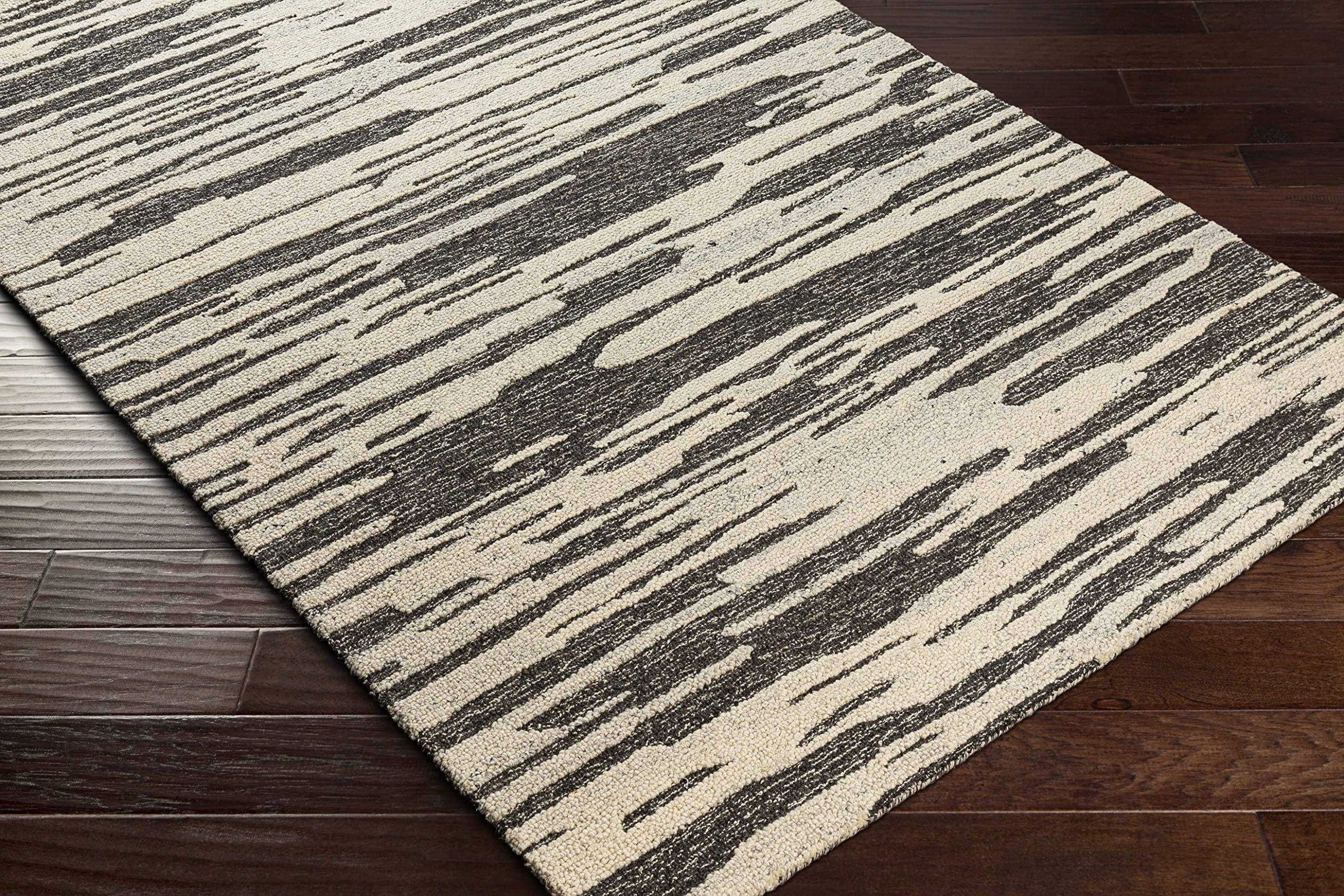 Premium Hauteloom Pangascasan Wool Area Rug for Living Room & Bedroom - Soft Black, Gray, Beige 8'10
