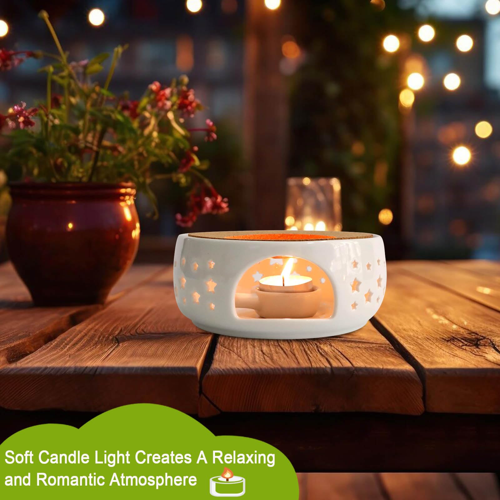 KAYCROWN Ceramic Teapot Warmer with Tealight Holder - White Tea Light Heater for Coffee, Milk Tea & Hot Beverages | Perfect for Home, Office & Tea Party Use