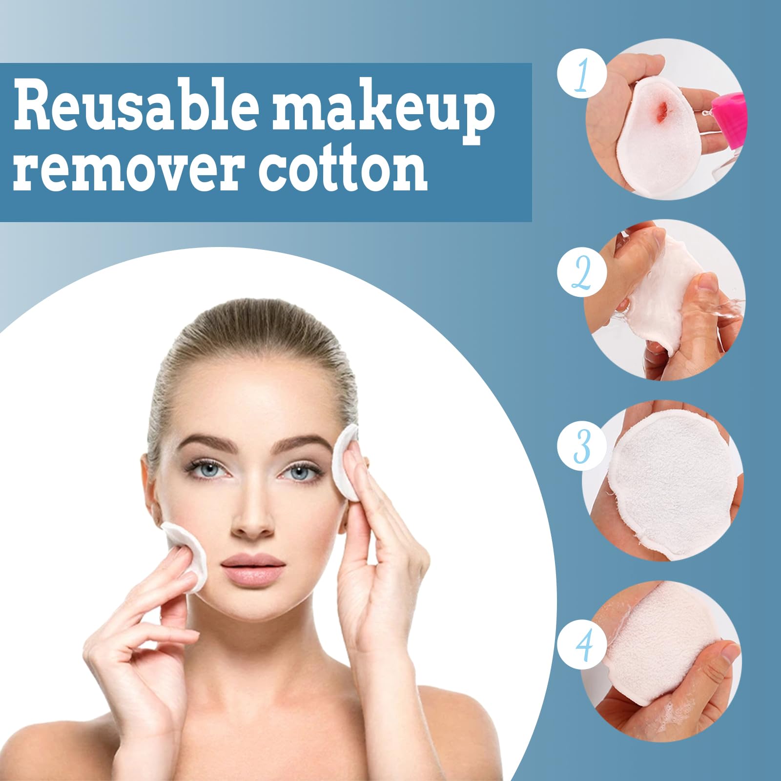 20 Pack Reusable Cotton Makeup Remover Pads - Washable & Eco-Friendly Facial Cleansing Pads for Makeup Removal & Skincare - Perfect for Daily Beauty Routine & Travel