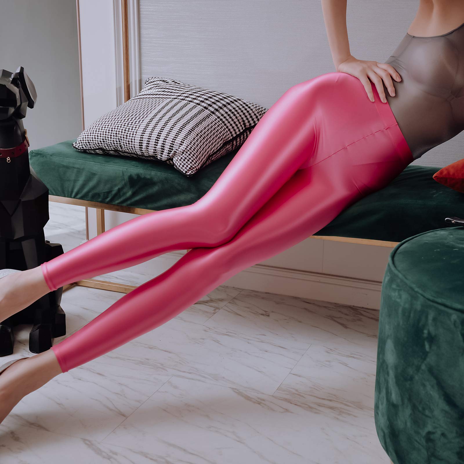 Satin Glossy Opaque Pantyhose - Sexy High Waist Stockings & Shiny Yoga Leggings for Women - Japanese Style Sport Tights for Fitness, Workout, and Everyday Wear