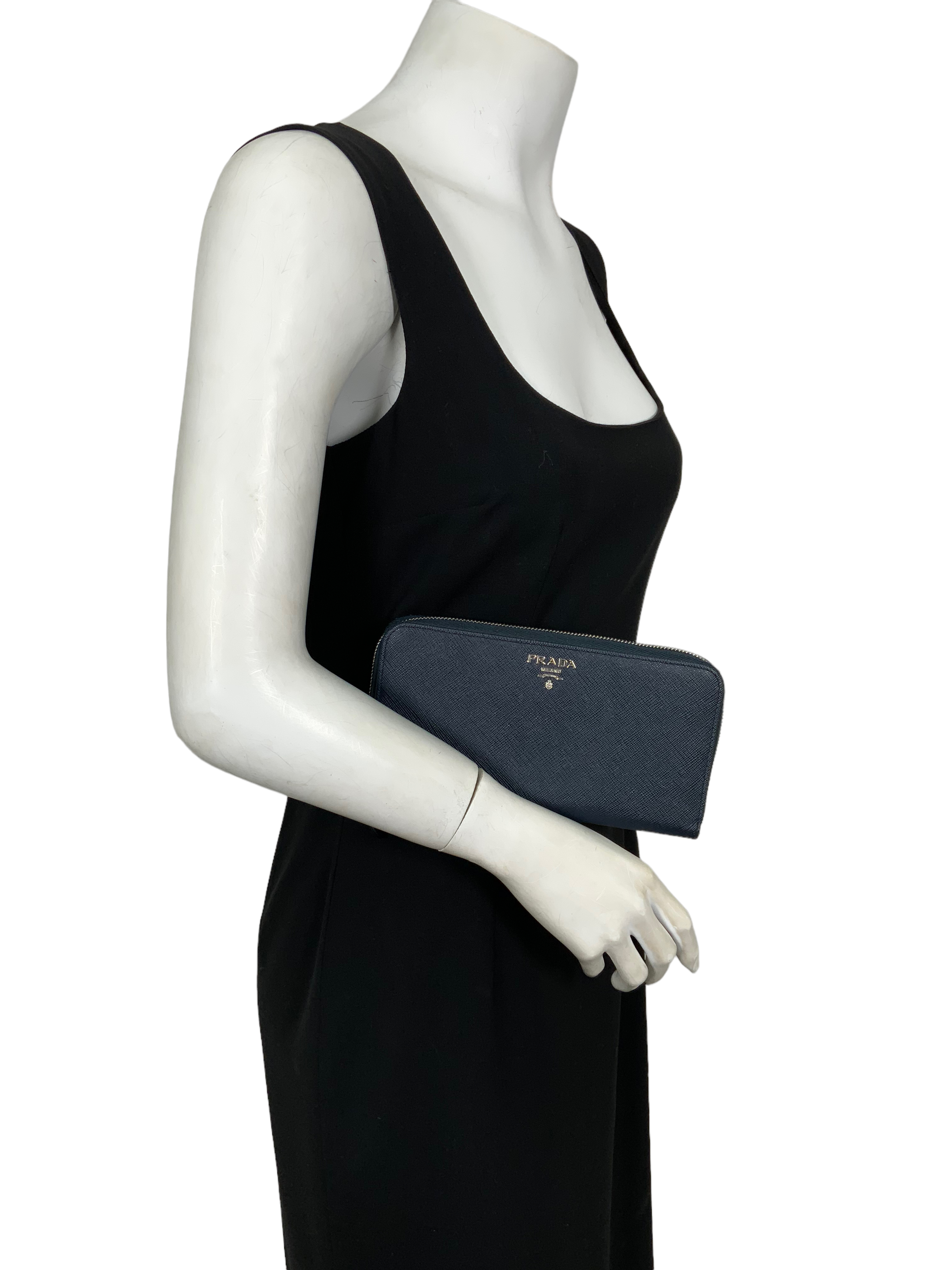 Prada Saffiano Leather Large Zip Wallet for Women | Luxury Designer Bifold Wallet with Multiple Card Slots | Perfect for Everyday Use, Travel & Business