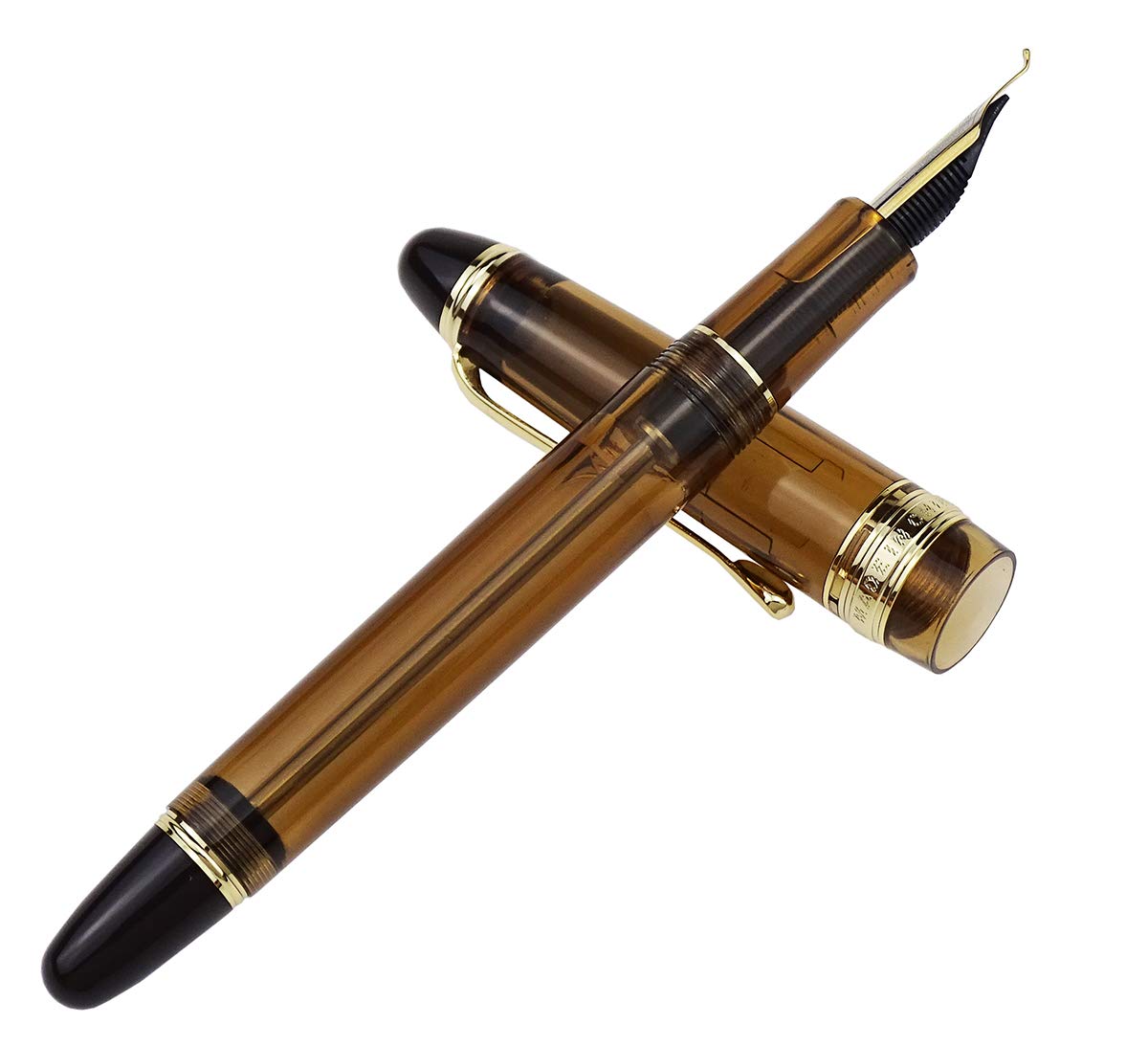 Lanxivi Yongsheng 699 Fude Fountain Pen - Bent Nib, Translucent Brown for Calligraphy & Sketching