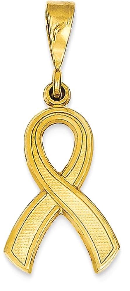 14K Solid Yellow Gold Cancer Awareness Ribbon Necklace - Dainty Pendant Charm for Women - Perfect Gift for Survivors, Supporters & Loved Ones - Wear for Hope, Strength & Awareness Campaigns