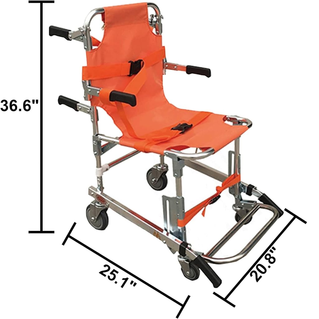 Posedwra Foldable Stair Climbing Wheelchair - Emergency Stretcher Chair for Safe Up & Down Stairs - Portable Wheelchair Stretcher for Home, Hospital & Emergency Use