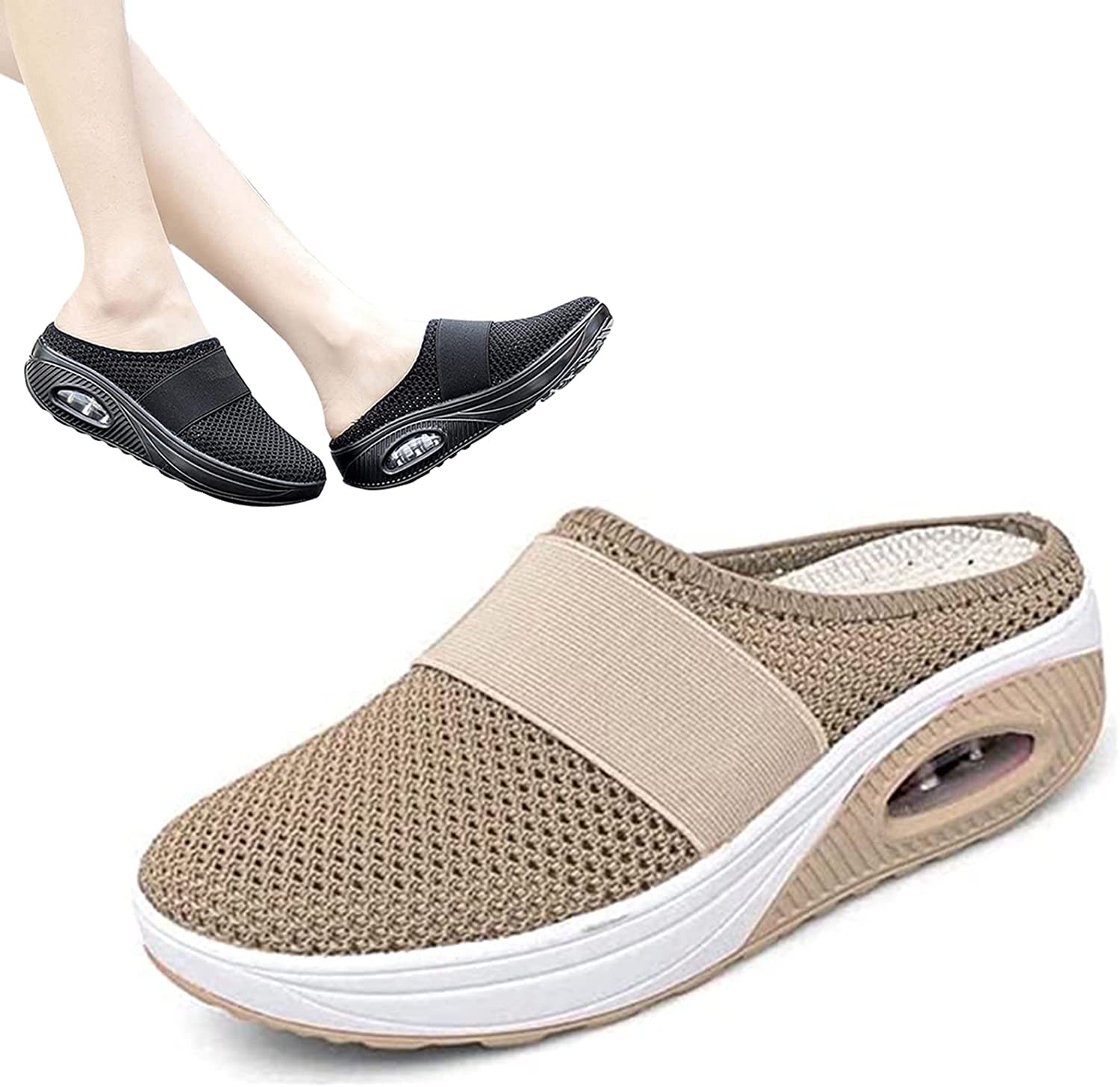 CAMZ Women's Diabetic Slip-On Platform Loafers - Air Cushion Orthopedic Walking Shoes for Women with Arch Support - Perfect for Work, Travel & Daily Comfort
