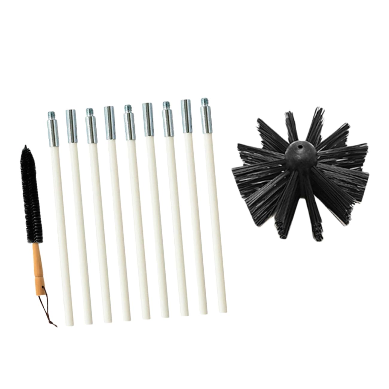 STOBAZA 3-Piece Chimney Brush Set - Heavy Duty Nylon Bristle Dryer Vent & Flue Cleaner for Wall Ovens, Fireplaces, and HVAC Ducts - Professional Lint Remover Tool for Home Maintenance