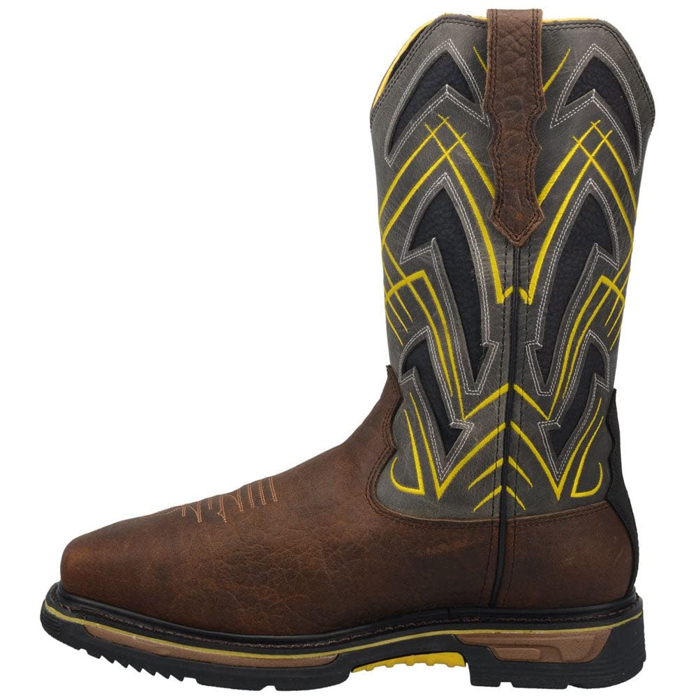 Dan Post Men's Cyclone Work Boots - Leather Gray/Brown Steel Toe Safety Shoes for Construction & Outdoor Work - Durable Comfort for Long Shifts