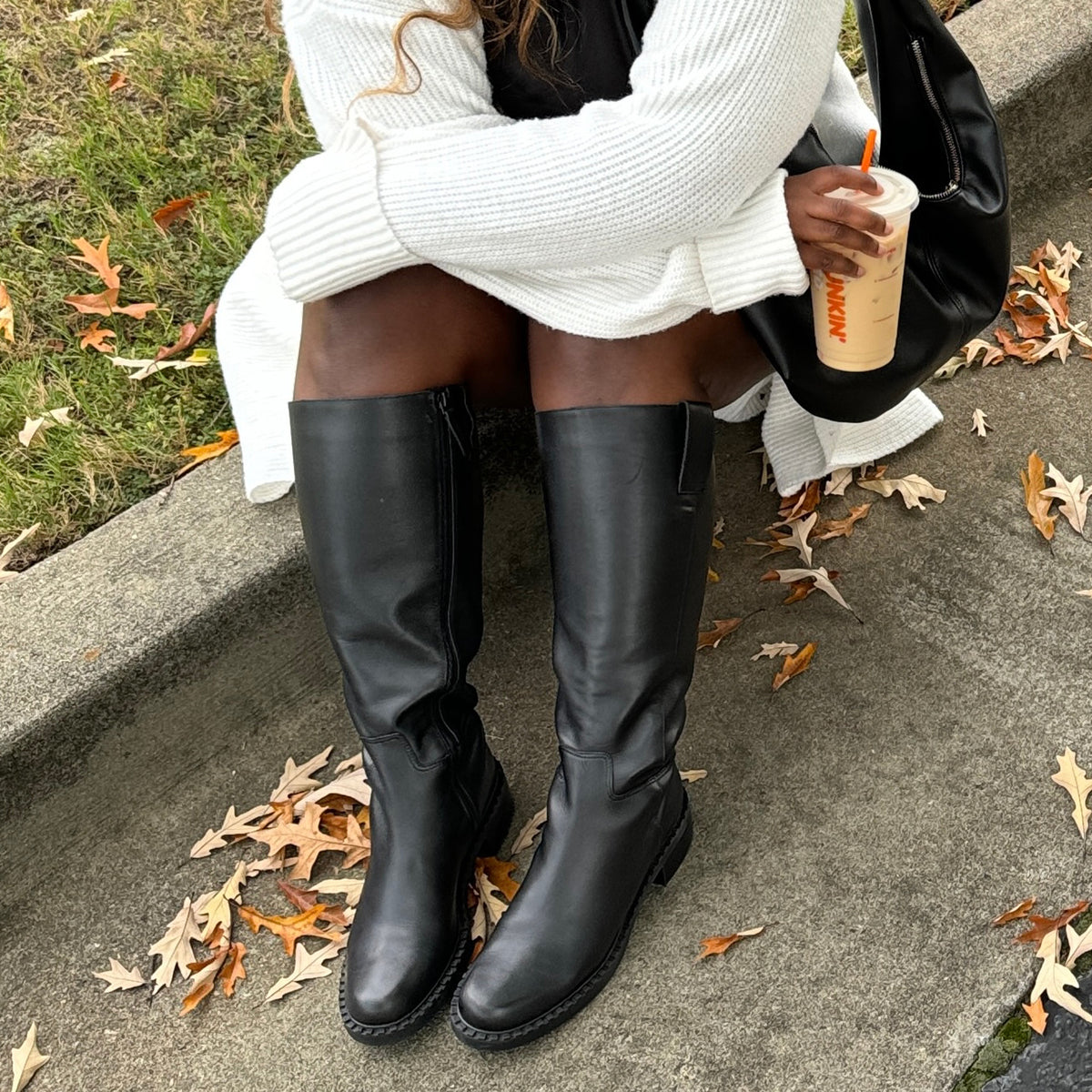 GLORY H2O Wide Calf Boots for Women - Black Leather Waterproof Rain Boots for Wide Calves | Perfect for Outdoor, Rainy Days & Gardening