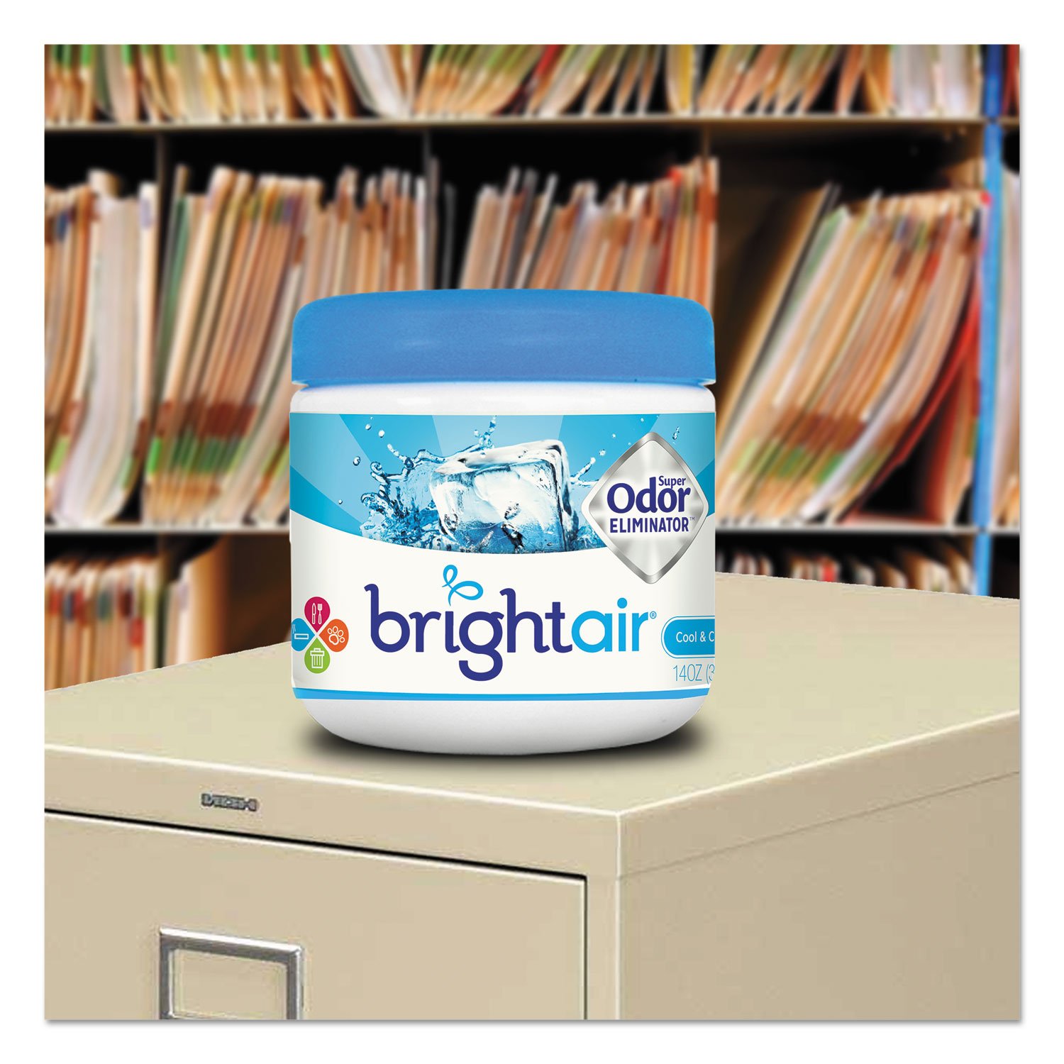BRIGHT Air 900090EA Super Odor Eliminator Spray - Fresh Cool & Clean Scent, Blue, 14oz - Eliminates Tough Odors in Home, Car, Gym & Office